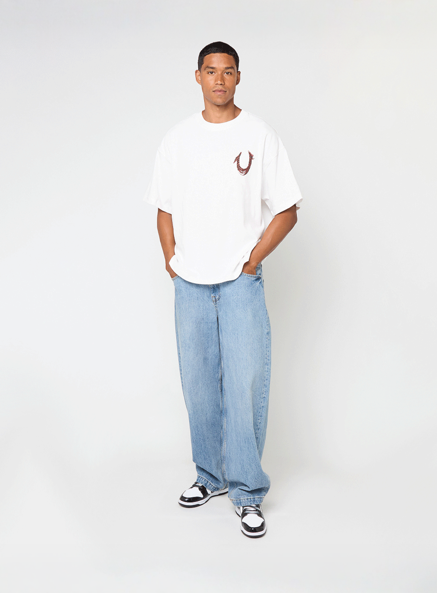 True Religion, Painted Horseshoe Oversized Tee, white, Image 5 of 5