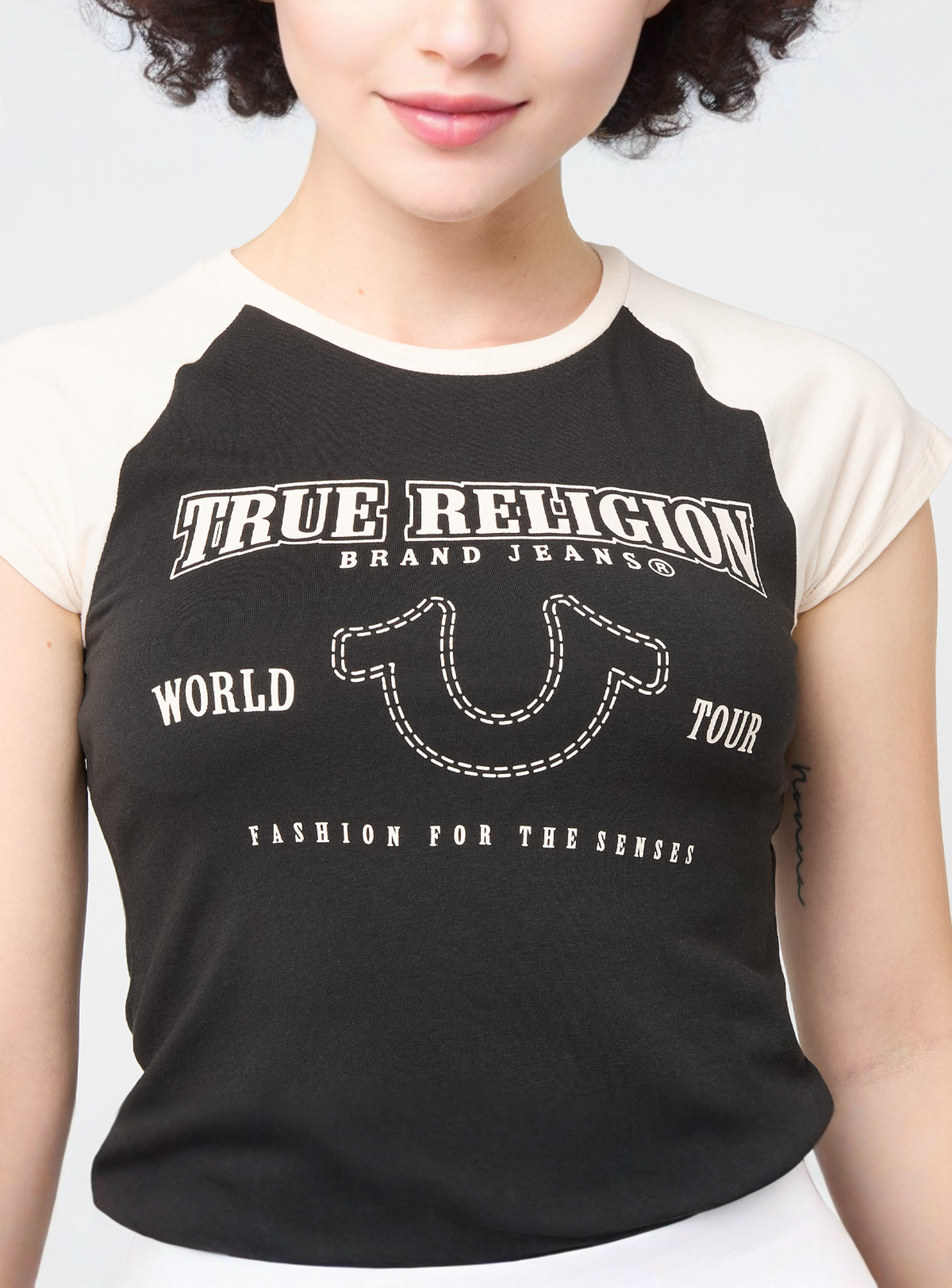 True Religion, Raglan Baby Tee, black, Image 3 of 4