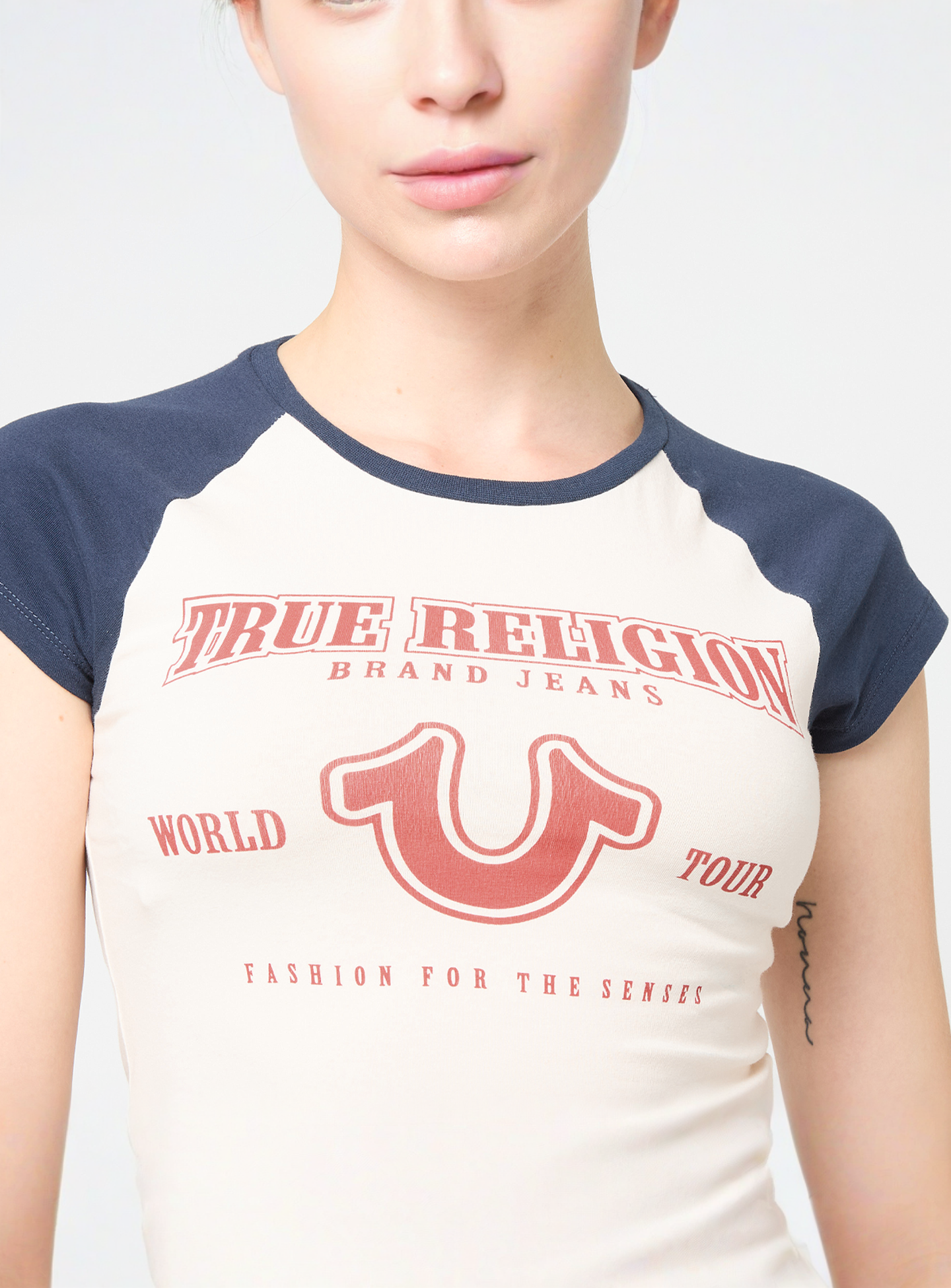 True Religion, Raglan Baby Tee, beige, Image 3 of 4