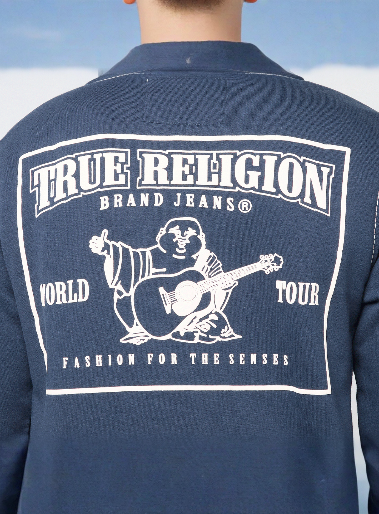 True Religion, Big T Zip Up Hoodie, blue, Image 4 of 5