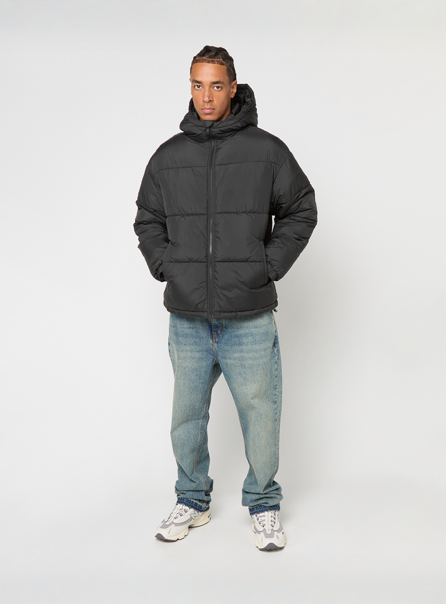 Urban Classics, Shiny Puffer Jacket With Hood black, black, Image 5 of 5