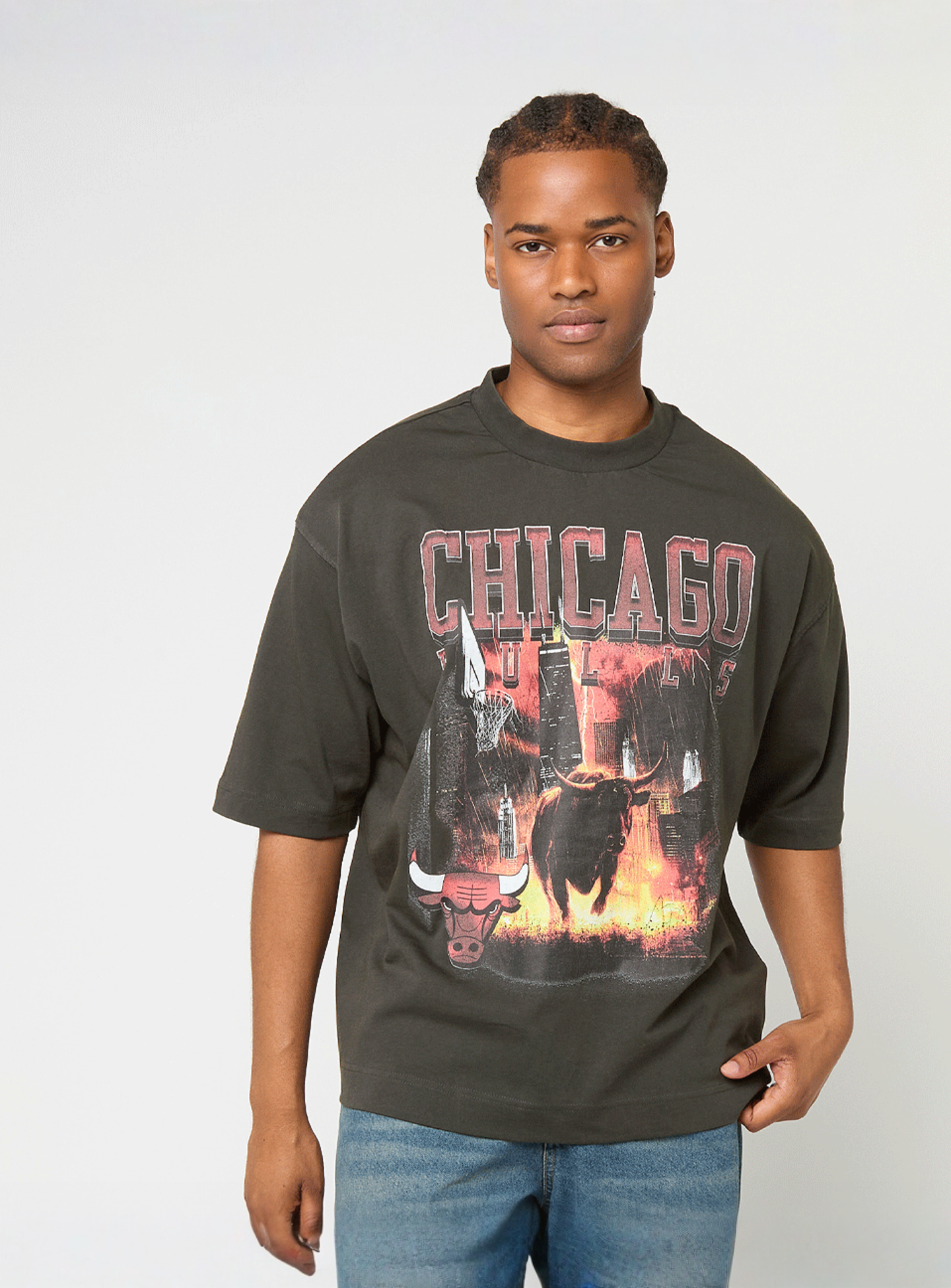 New Era, NBA Washed Graphic Tee Chicago Bulls, grey, Image 1 of 4