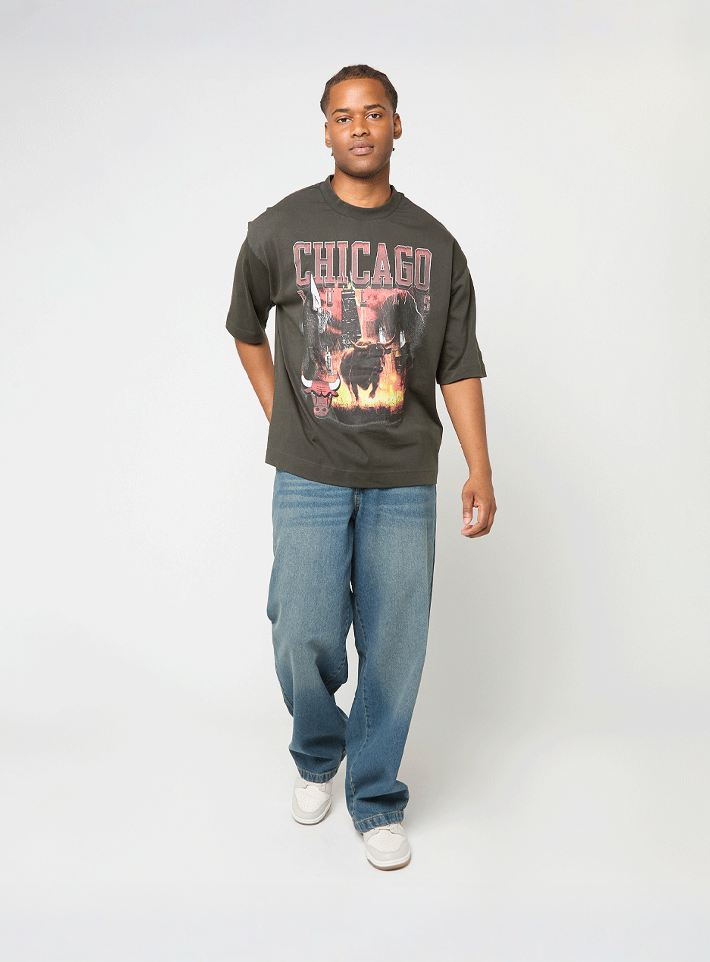 New Era, NBA Washed Graphic Tee Chicago Bulls, grey, Image 4 of 4