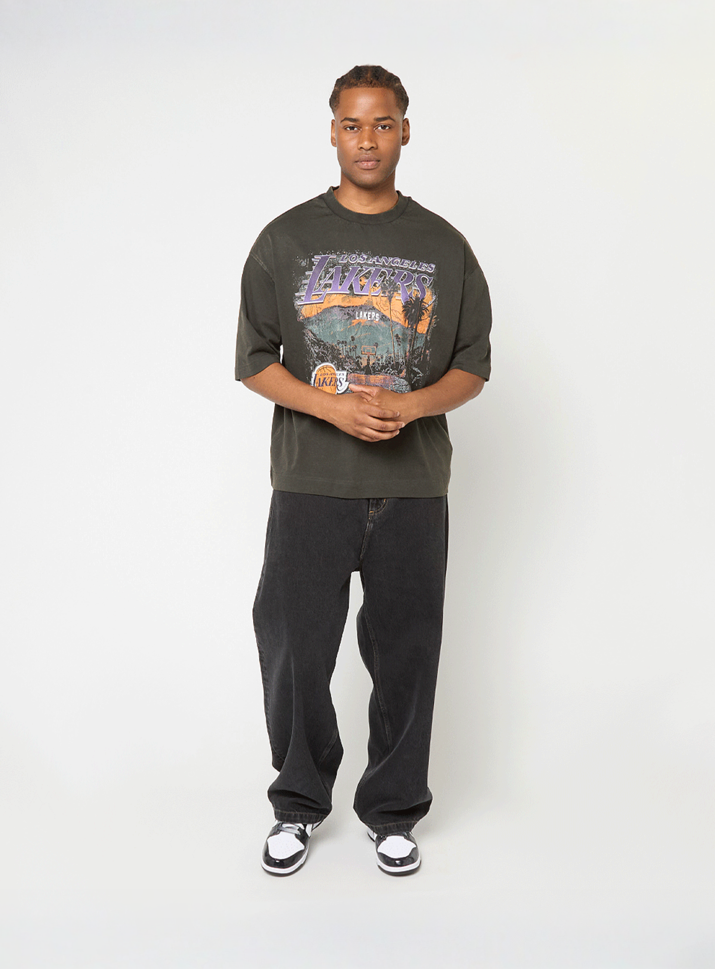 New Era, NBA Washed Graphic Tee Los Angeles Lakers, grey, Image 4 of 4