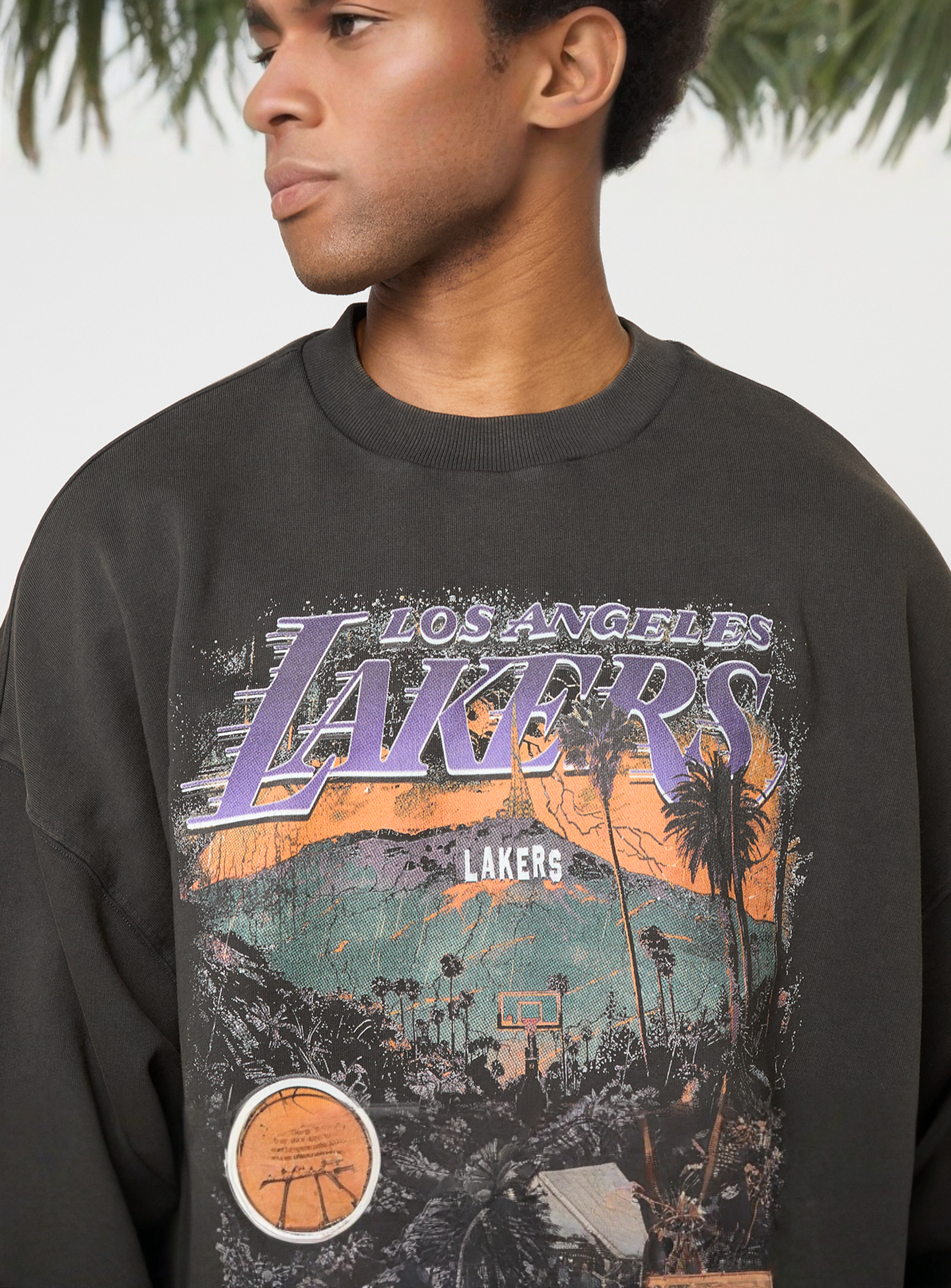 New Era, NBA Washed Graphic Oversized Crew Los Angeles Lakers, multi-colour, Image 3 of 4