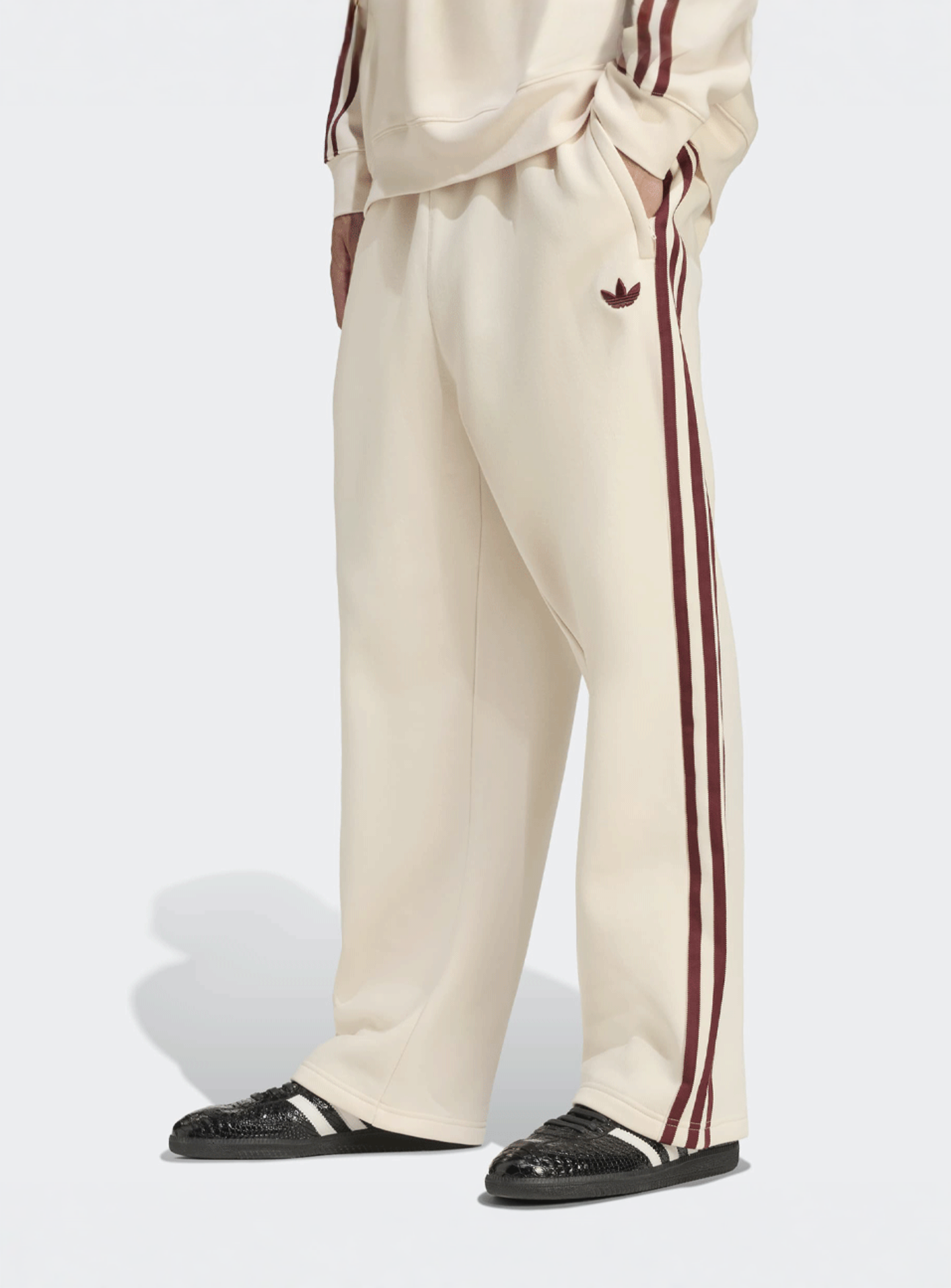 adidas Originals, Graphic Fleece Pant Open Hem, beige, Image 1 of 5
