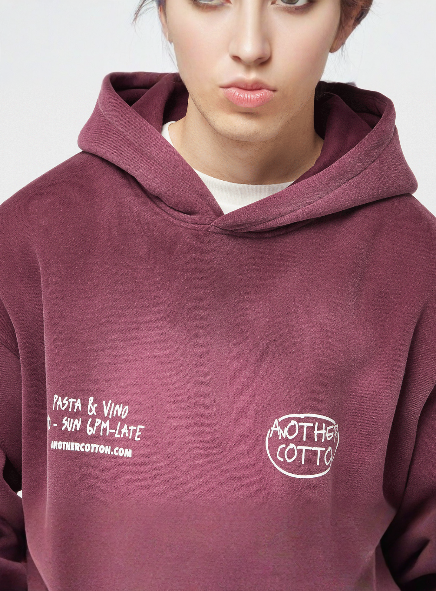 Another Cotton Lab, Pasta Night Washed Hoodie, red, Image 3 of 5