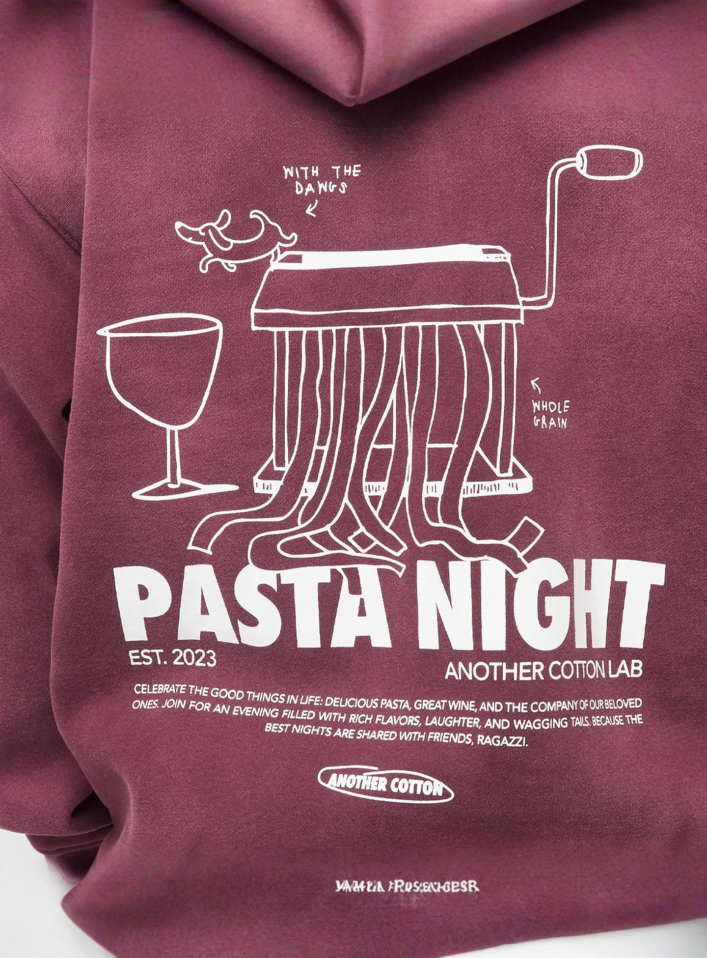 Another Cotton Lab, Pasta Night Washed Hoodie, red, Image 4 of 5