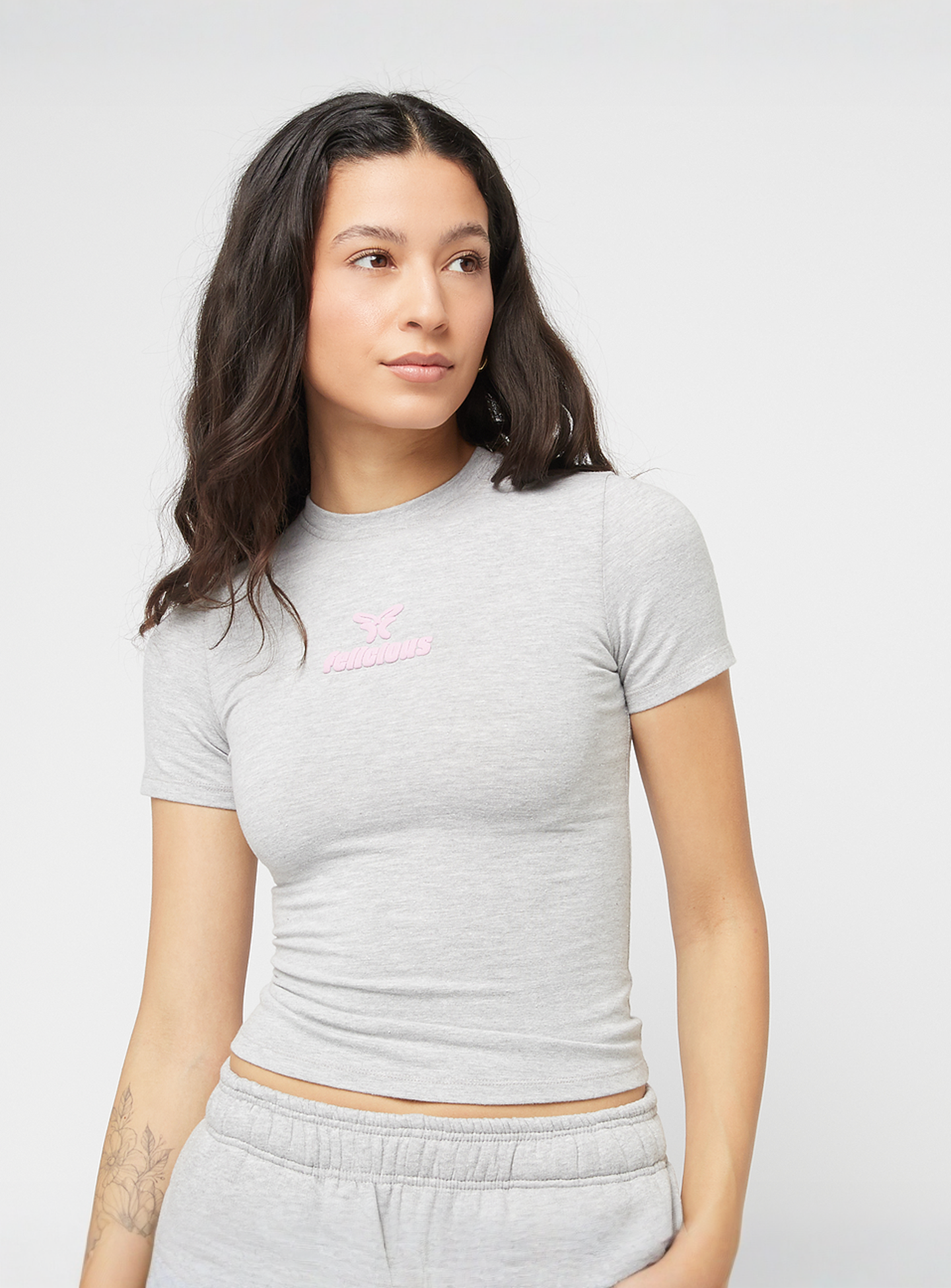 Felicious, Tight Logo Tee, grey, Image 1 of 4