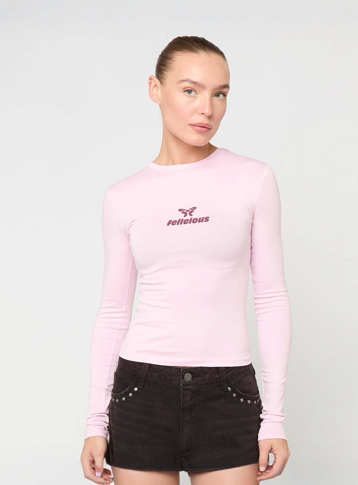 Felicious, Basic Tight Logo Longsleeve, light pink, Image 1 of 4