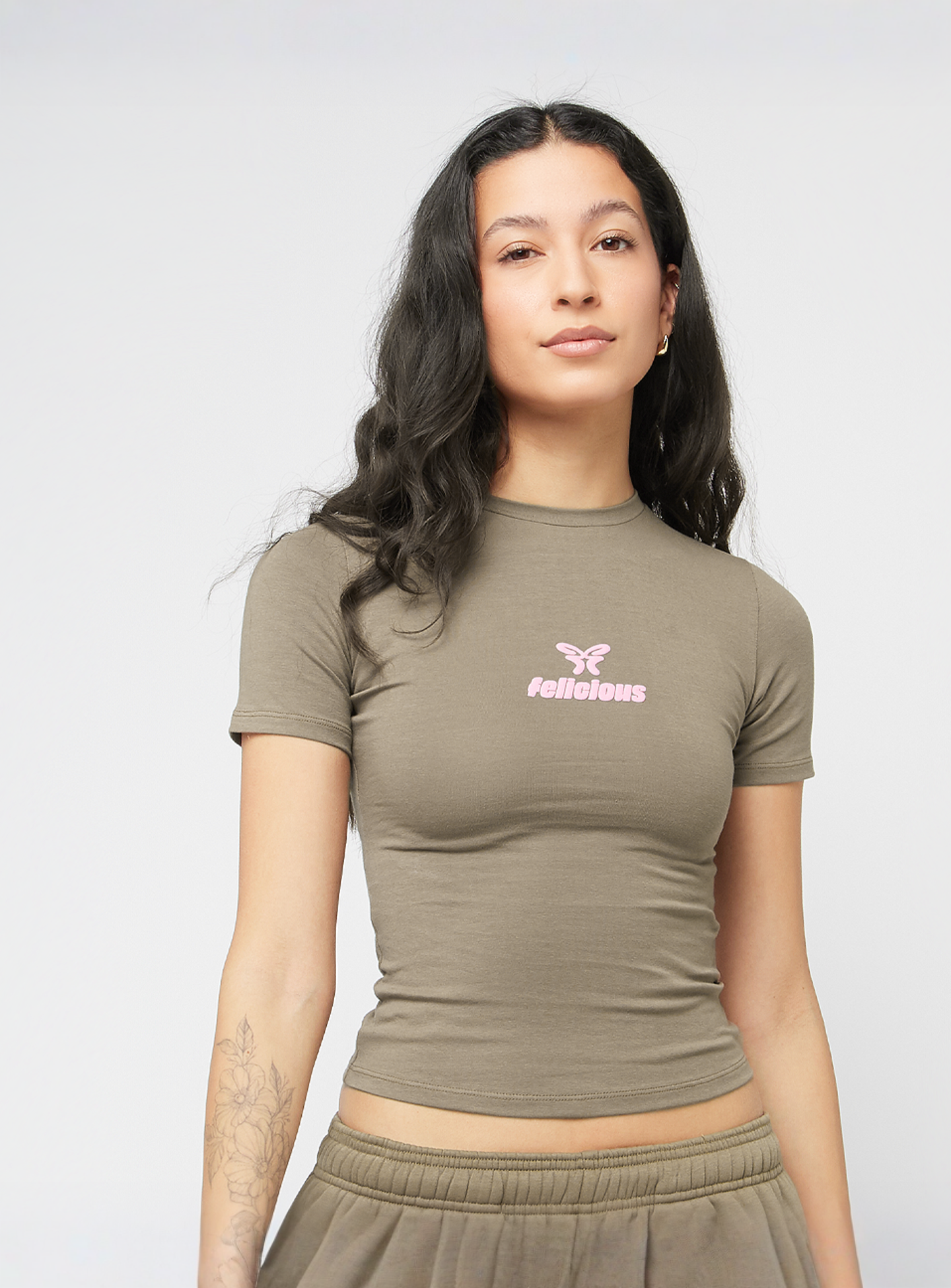 Felicious, Basic Tight Logo T-Shirt, green, Image 1 of 4