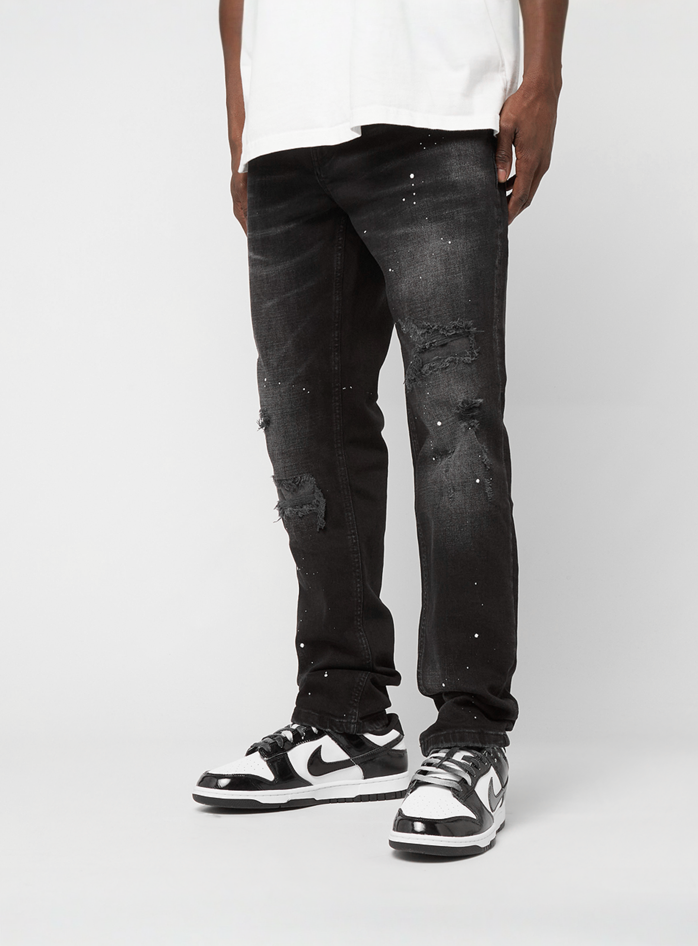 2Y STUDIOS, VICTOR RIPPED SLIM FIT JEANS Black, black, Image 1 of 5