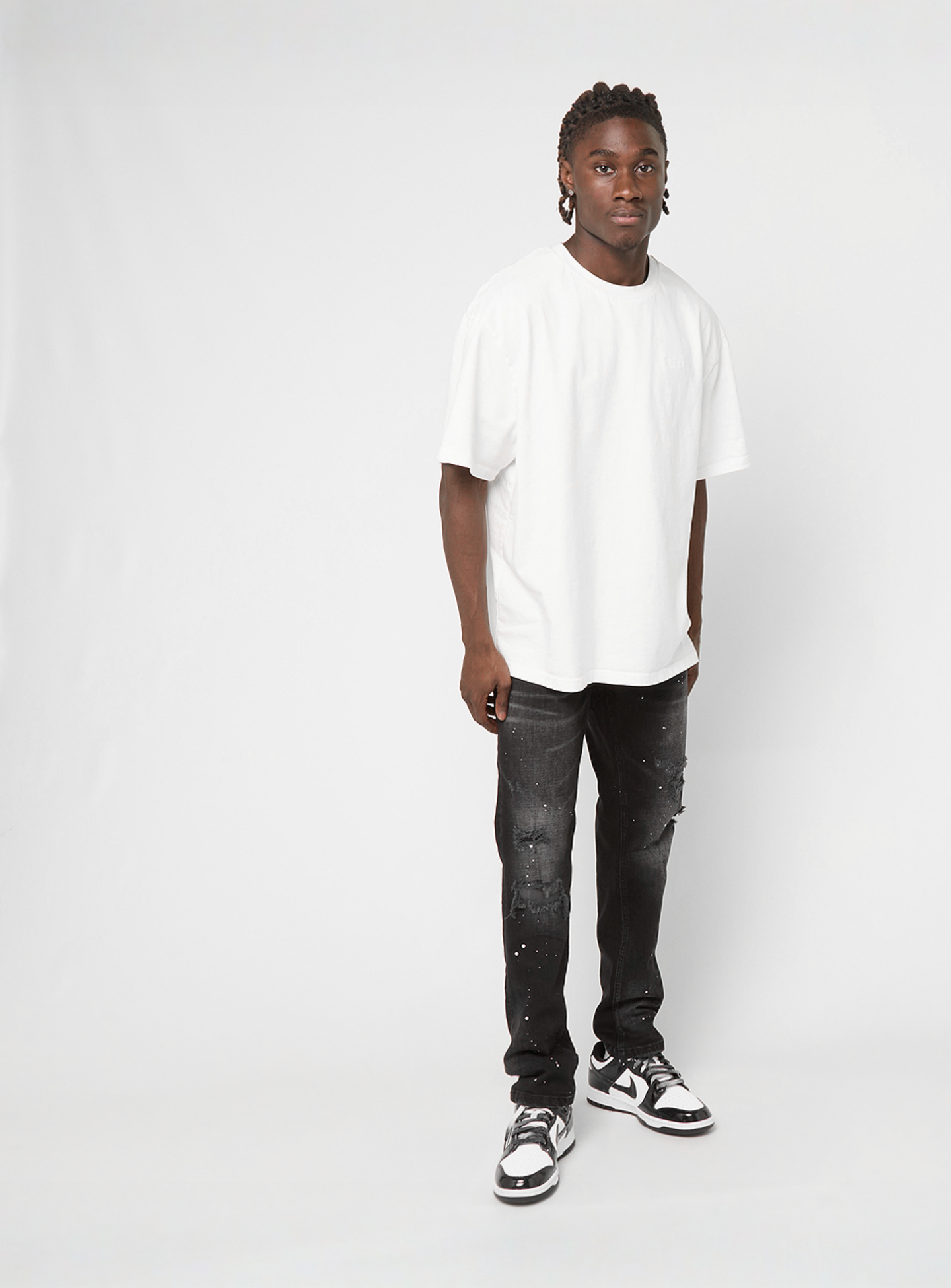 2Y STUDIOS, VICTOR RIPPED SLIM FIT JEANS Washed Grey, black, Image 5 of 5