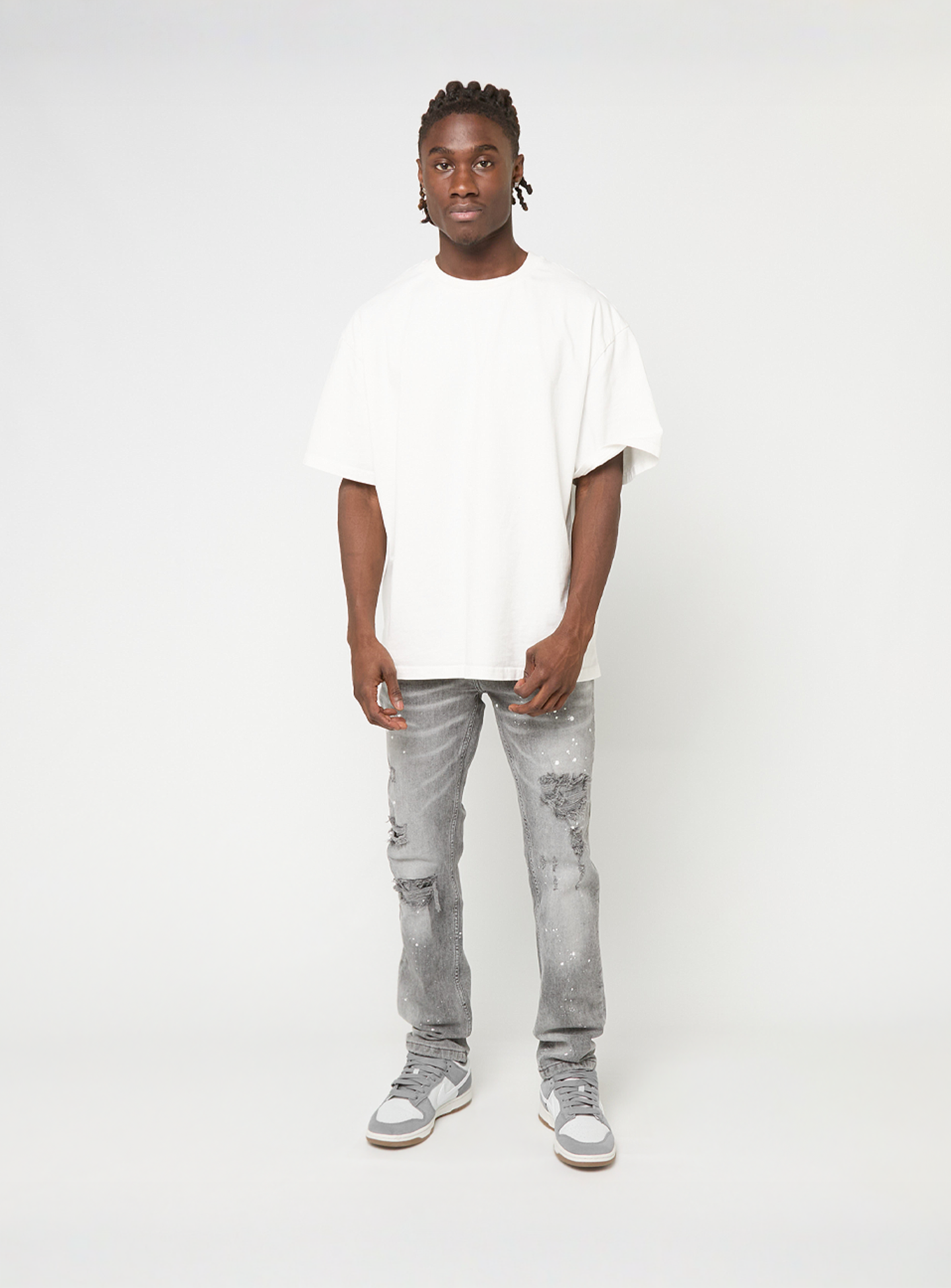 2Y STUDIOS, VICTOR RIPPED SLIM FIT JEANS Washed Grey, grey, Image 5 of 5