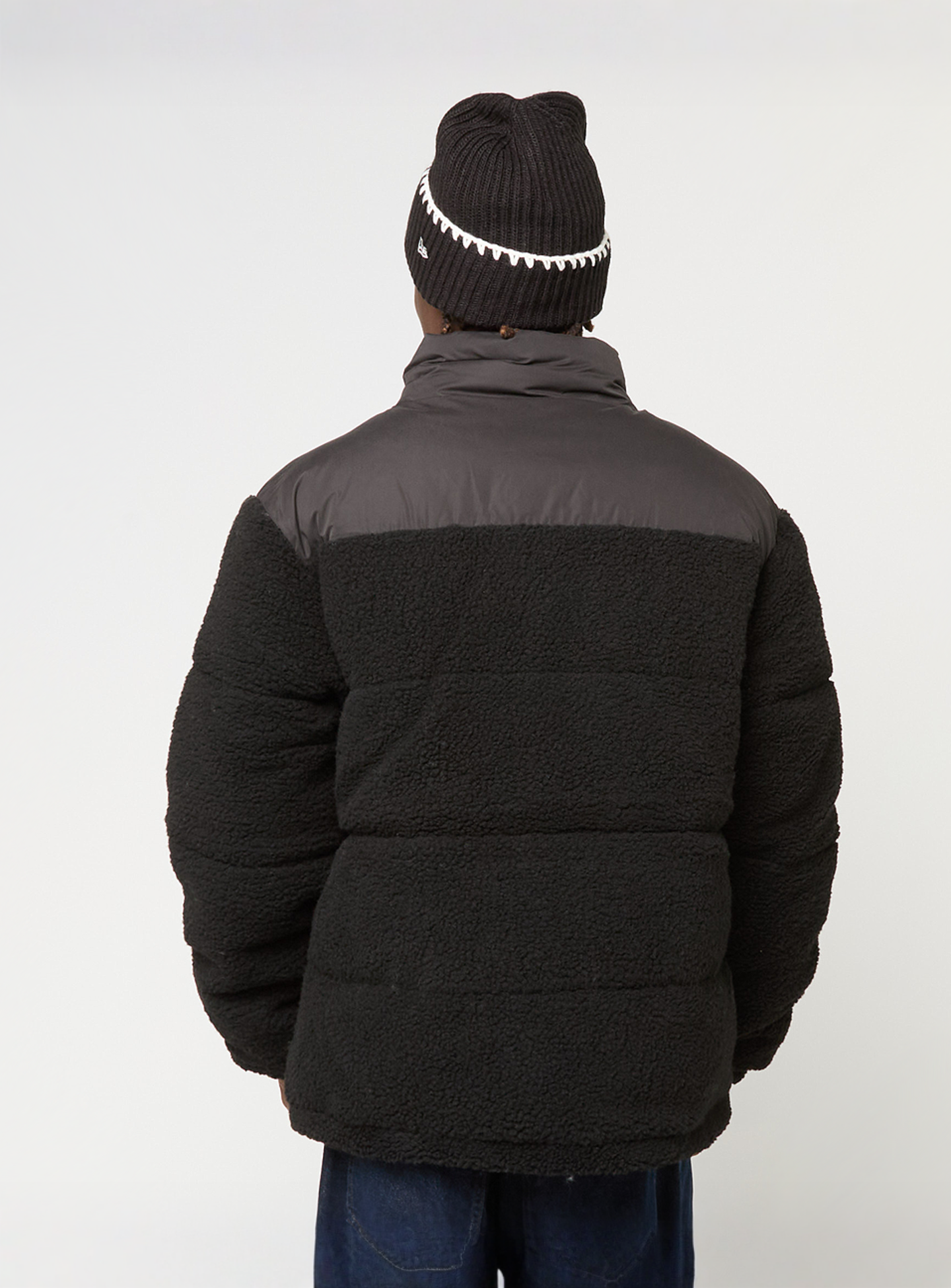 Urban Classics, Fabric Mix Teddy Puffer Jacket black, yellow, Image 2 of 4
