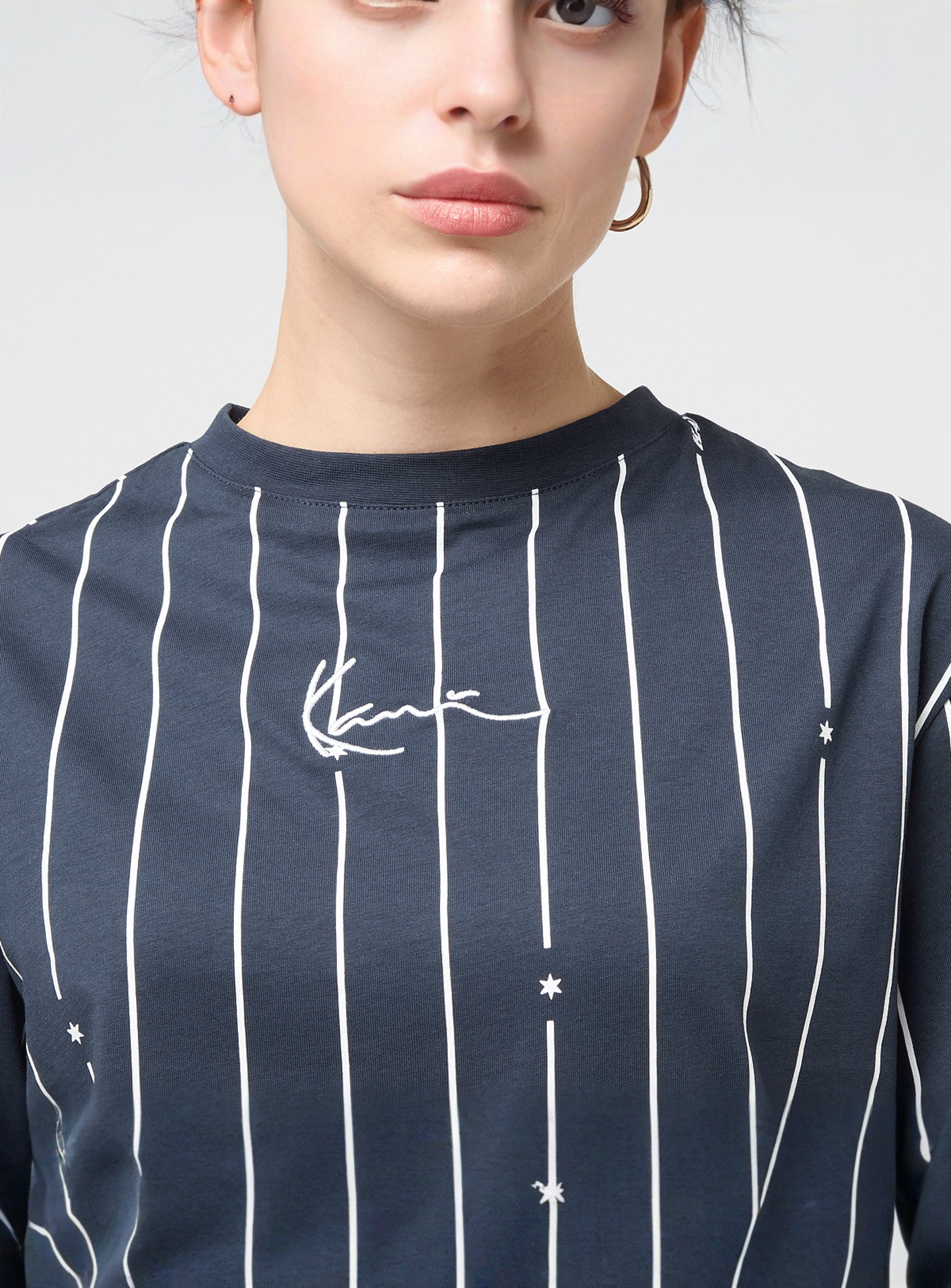 Karl Kani, Signature Pinstripe Oversized T-Shirt, blue, Image 3 of 4