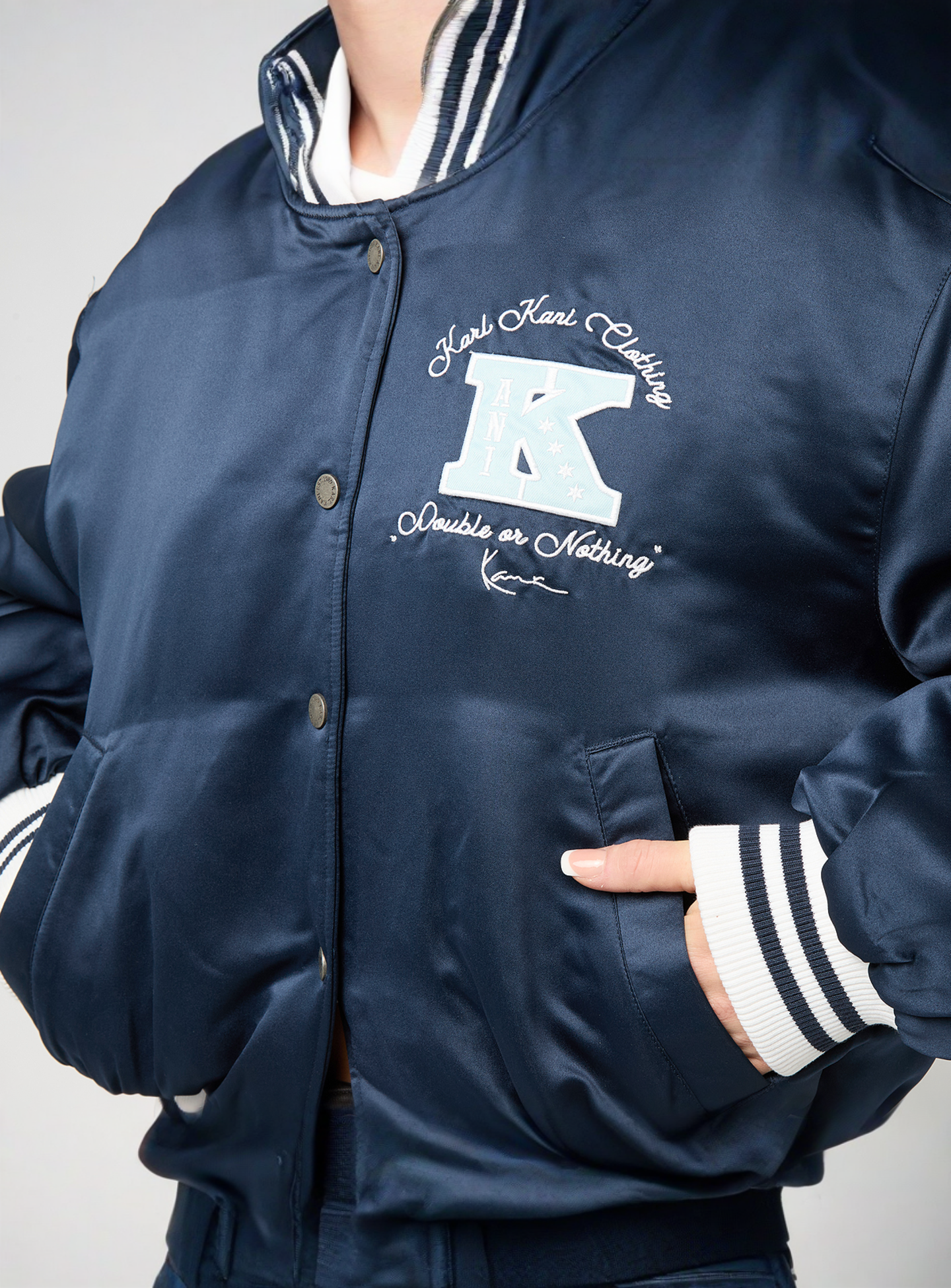 Karl Kani, Signature Bowling Jacket, blue, Image 3 of 4