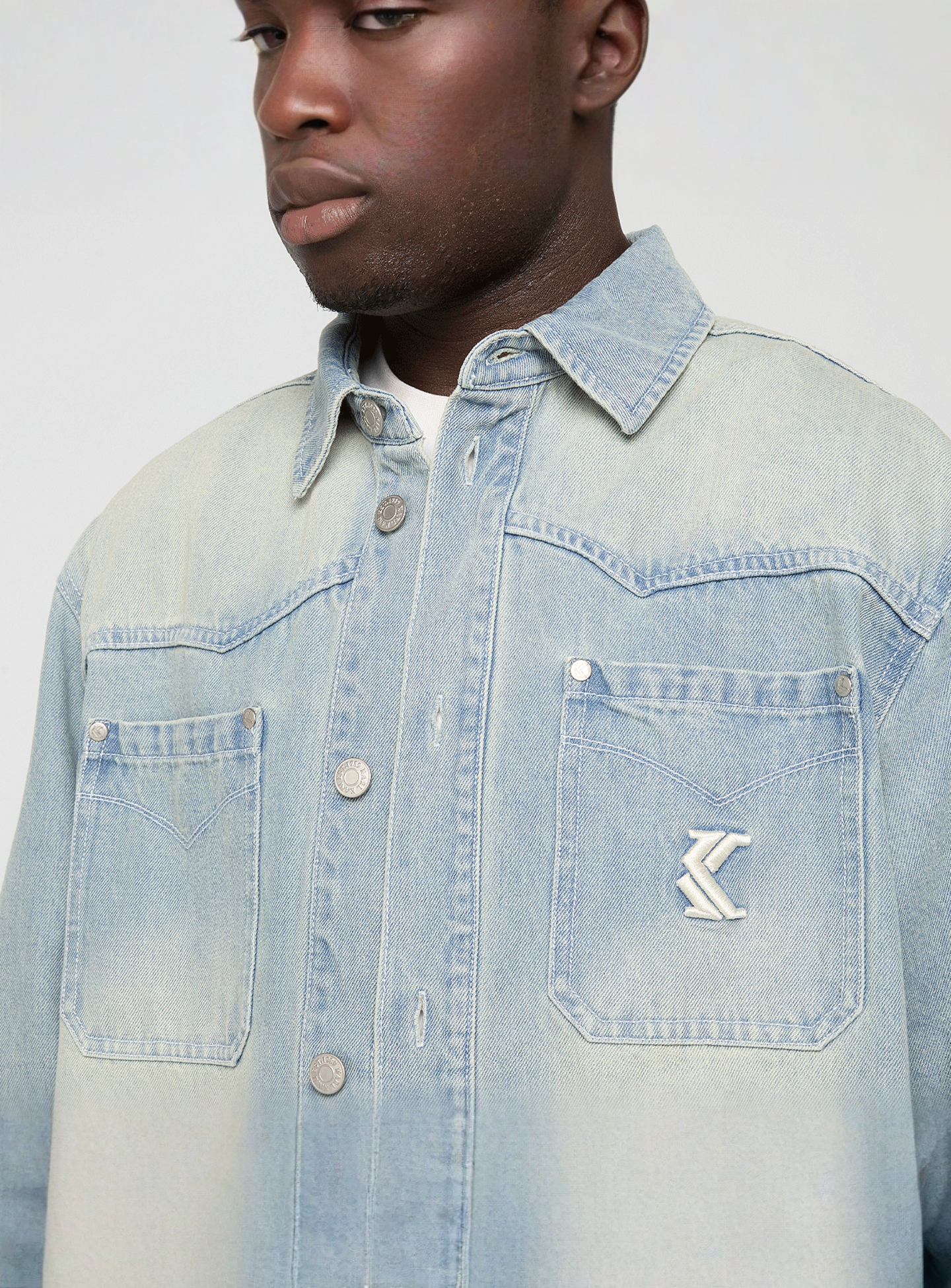 Karl Kani, OG K Western Denim Overshirt, blue, Image 3 of 5