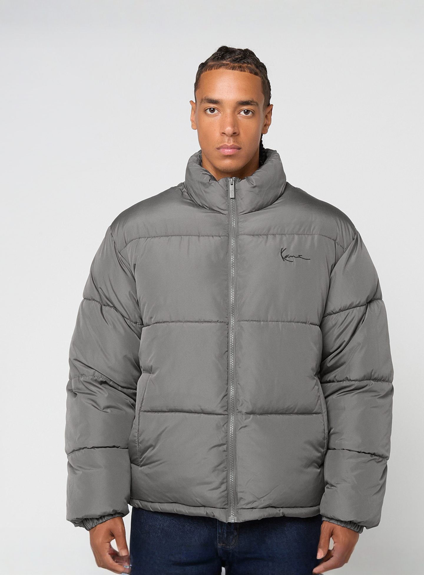 Karl Kani, Small Signature Embossed Logo Puffer Jacket, grey, Image 1 of 6