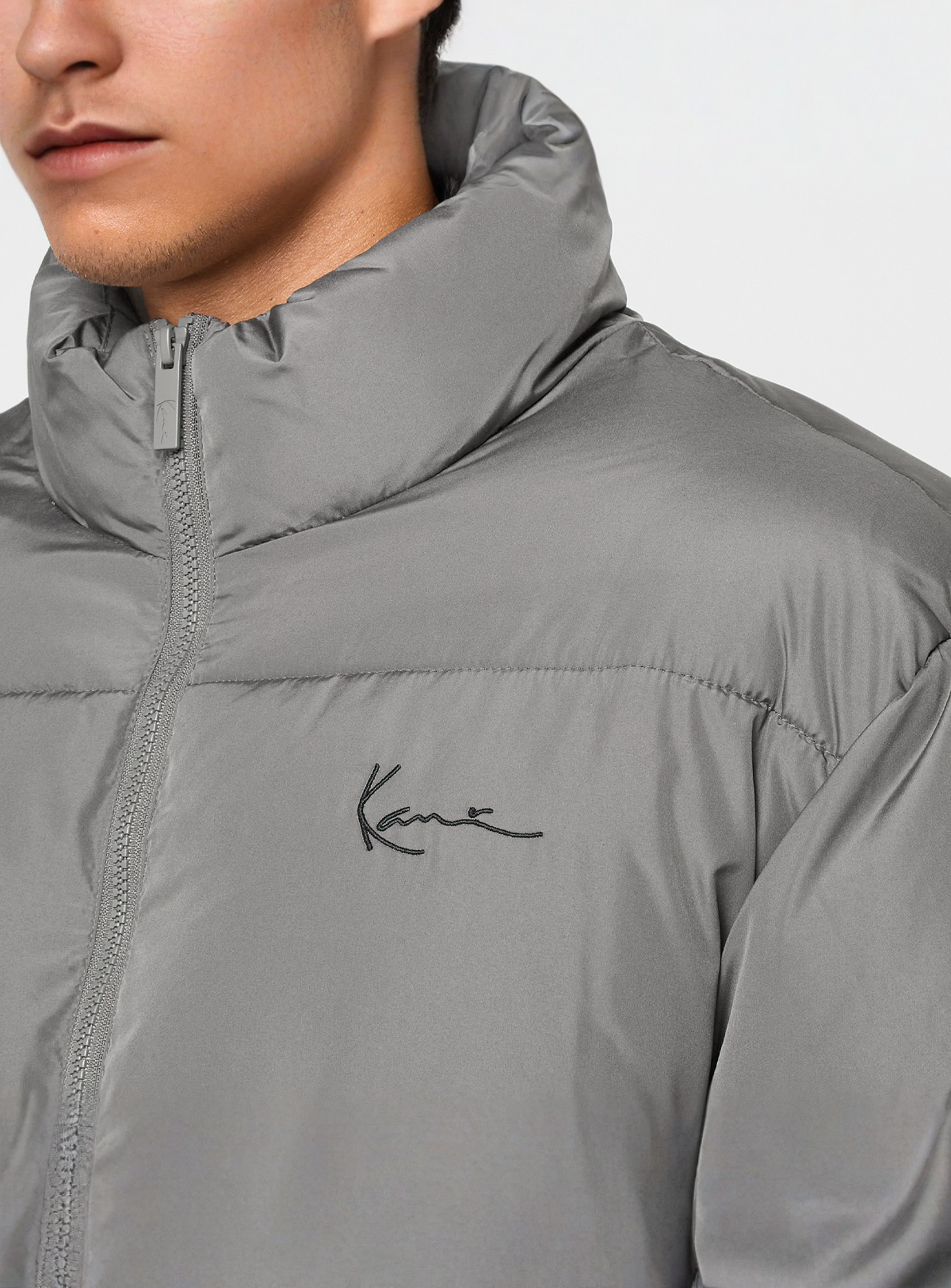 Karl Kani, Small Signature Embossed Logo Puffer Jacket, grey, Image 4 of 6