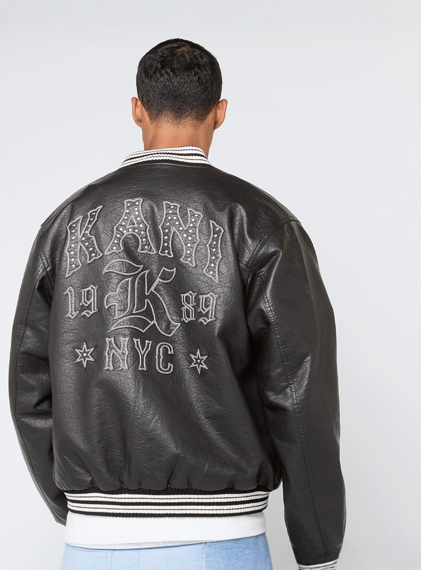 Karl Kani, Kani Western Pu Leather College Jacket, black, Image 1 of 6