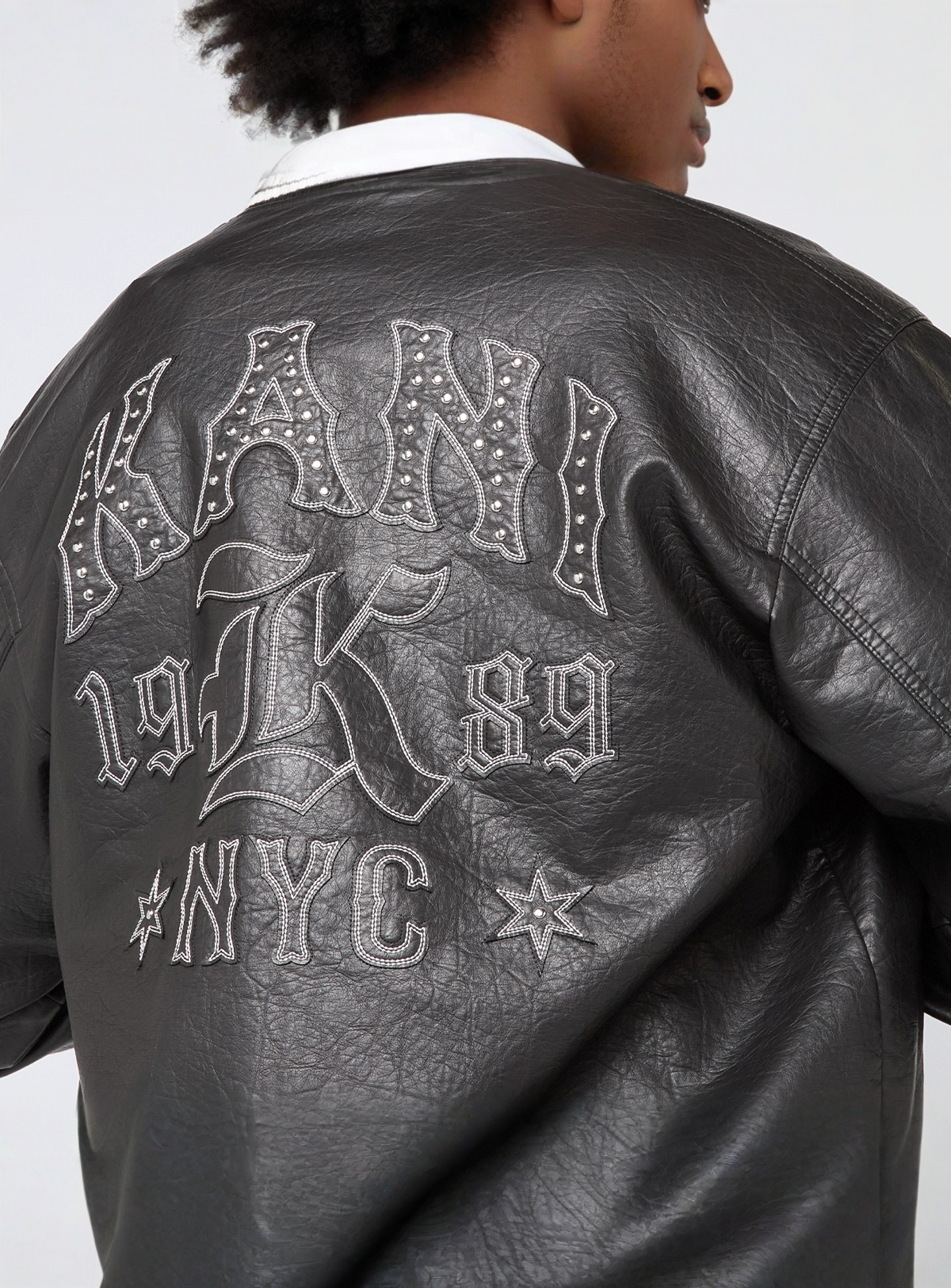 Karl Kani, Kani Western Pu Leather College Jacket, black, Image 5 of 6