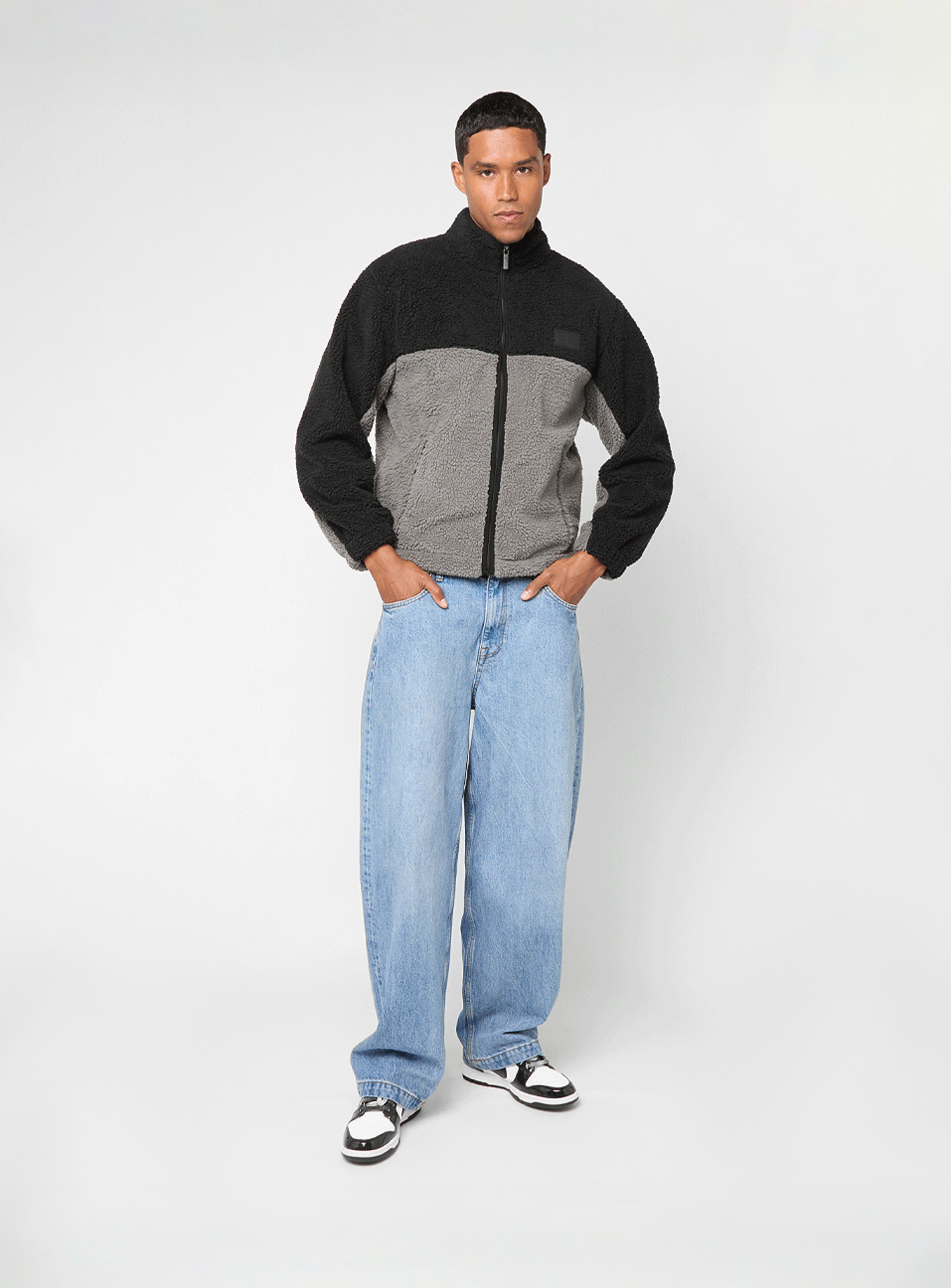Karl Kani, Signature Rubber Patch Teddy Zip Jacket, black, Image 4 of 4