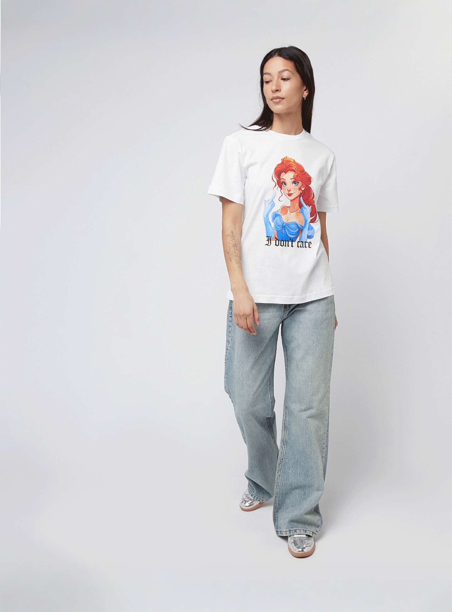 Miss Tee, Don't Care Handsign Tee, white, Image 4 of 4
