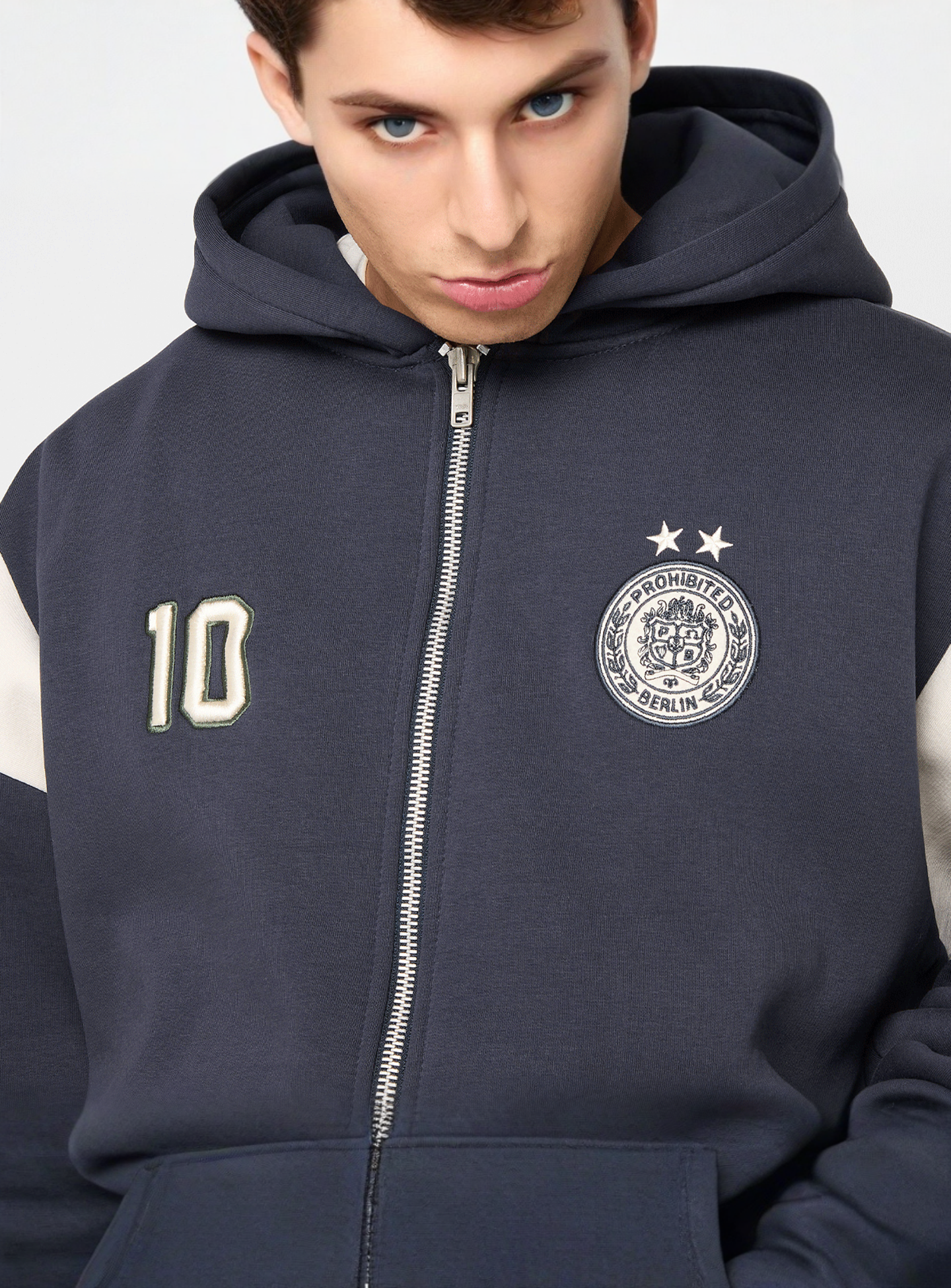 Prohibited, Cup Zip-Hoodie Dark Grey, blue, Image 3 of 7