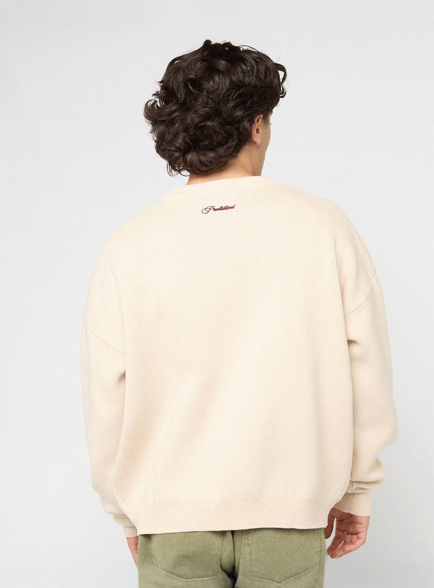 Prohibited, Initial Knit Sweater Cream, beige, Image 2 of 5