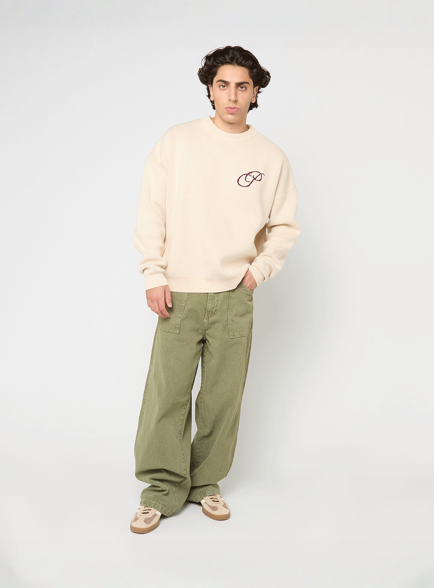 Prohibited, Initial Knit Sweater Cream, beige, Image 5 of 5