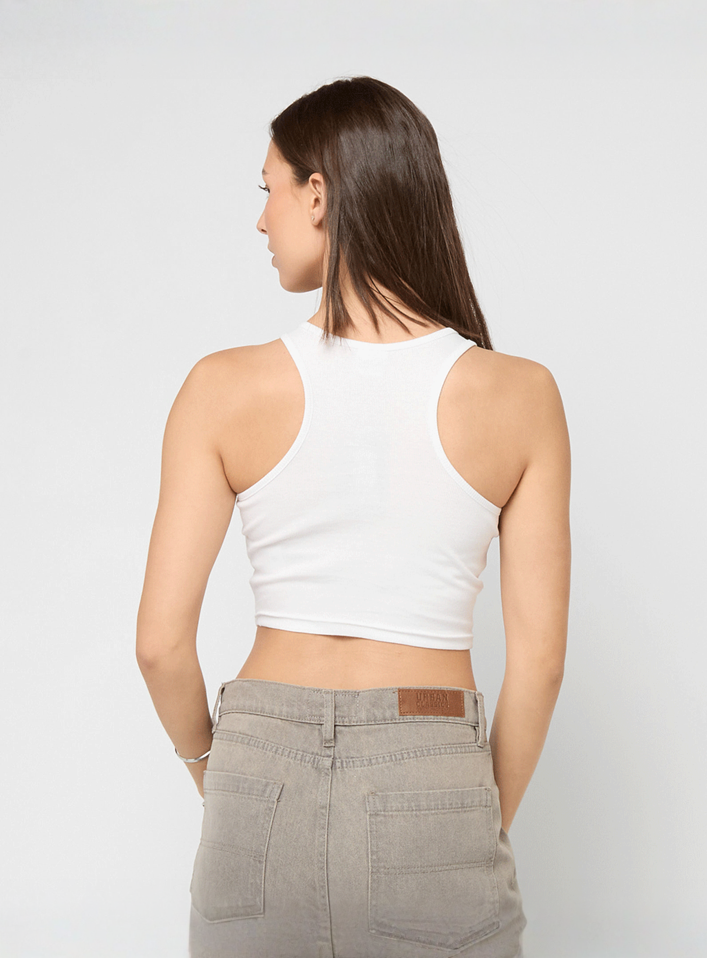 Urban Classics, Ladies Cropped Rib Top, white, Image 2 of 3