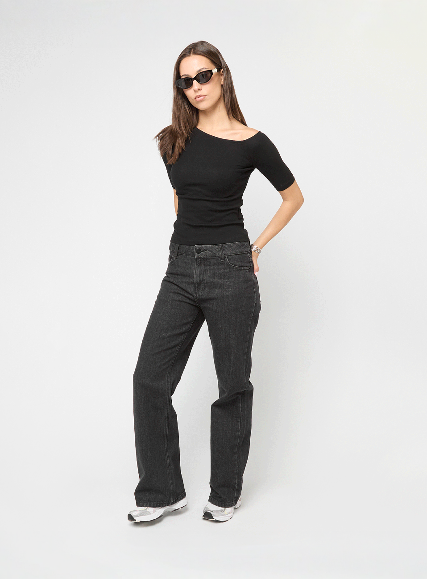 Urban Classics, Ladies Organic Asymmetric Rib Tee, black, Image 3 of 3