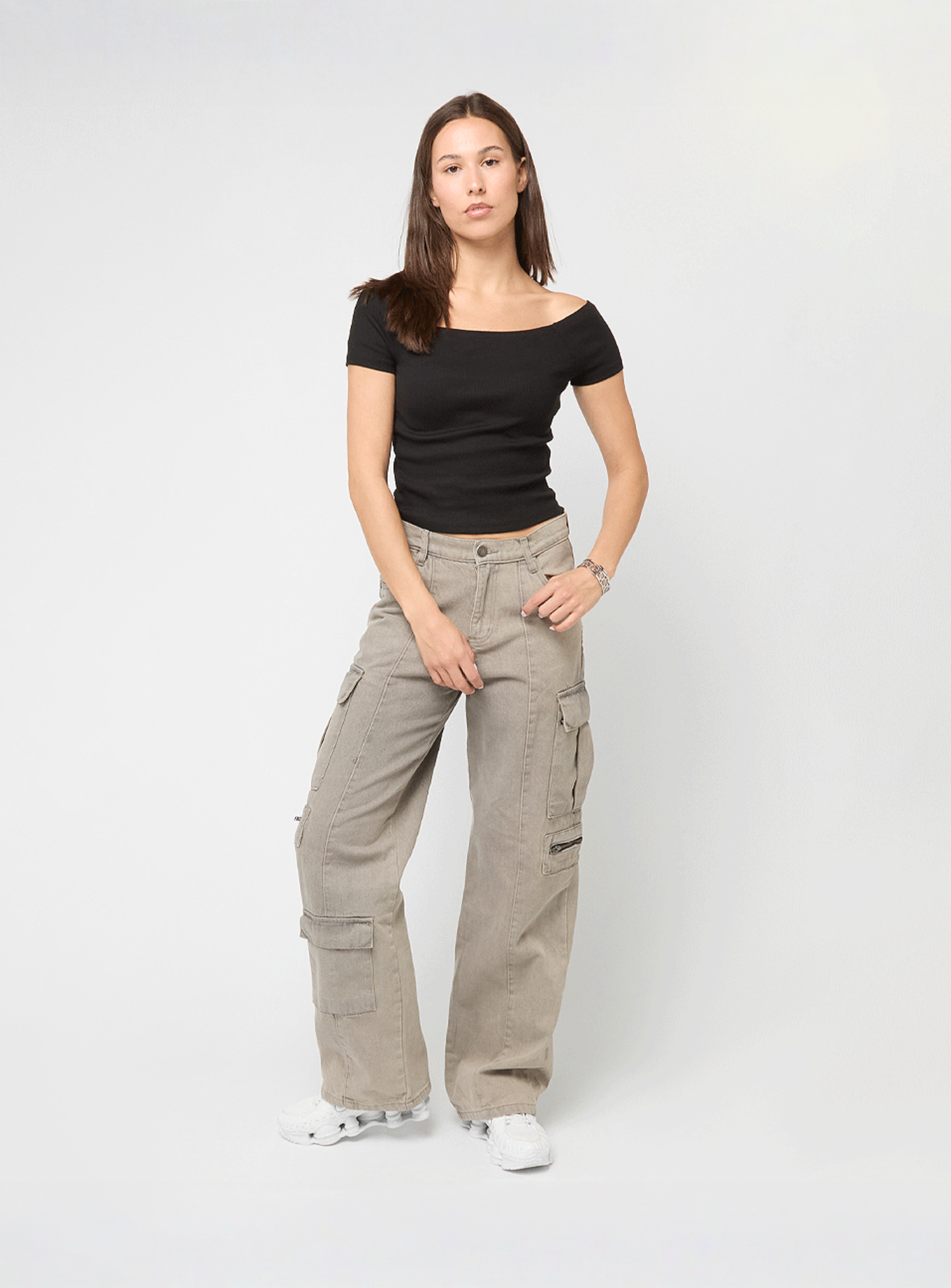 Urban Classics, Ladies Off Shoulder Rib Tee, black, Image 3 of 3