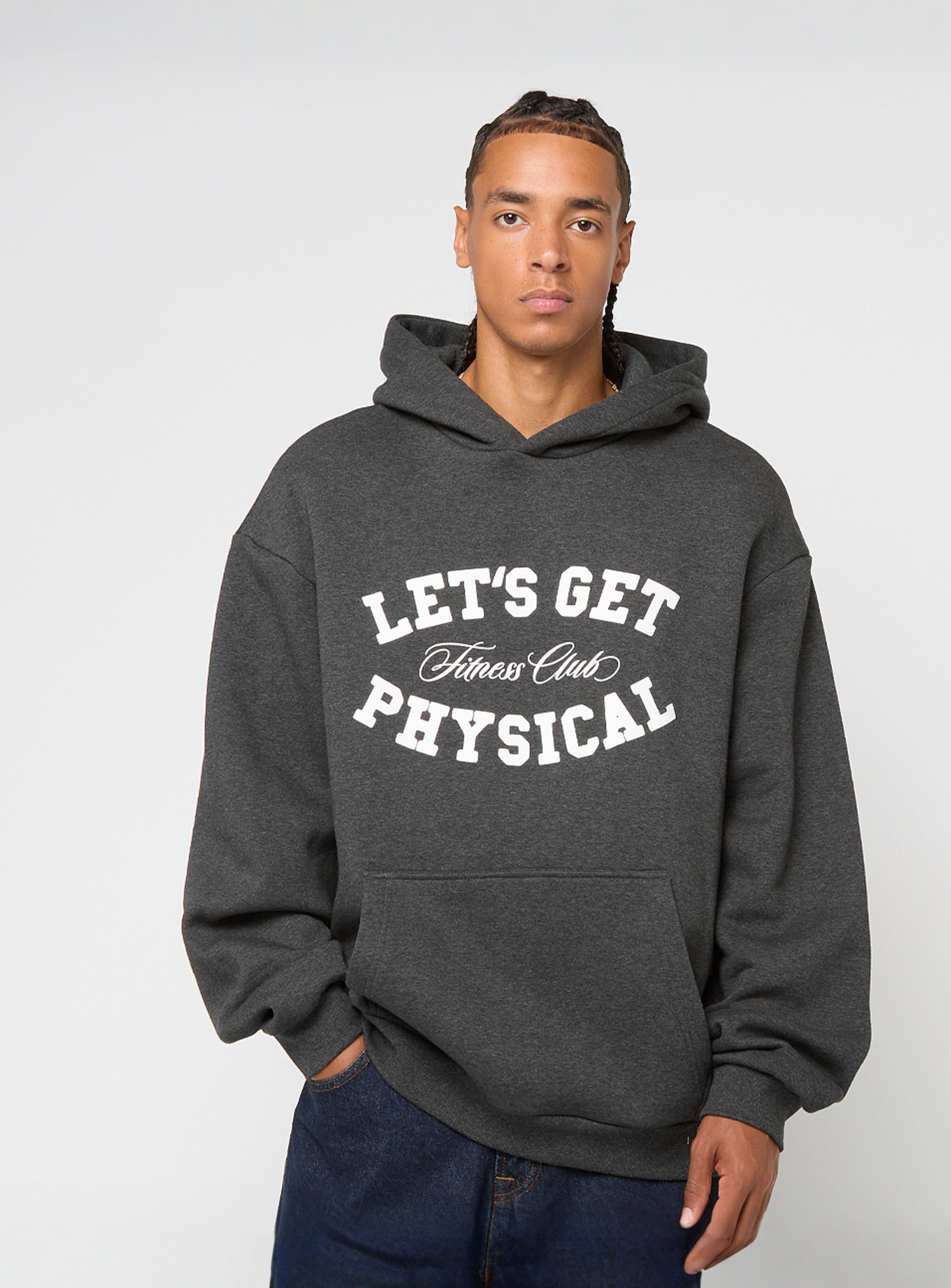 Mister Tee, Let's Get Physical Fluffy Hoody heathergrey, grey, Image 1 of 4