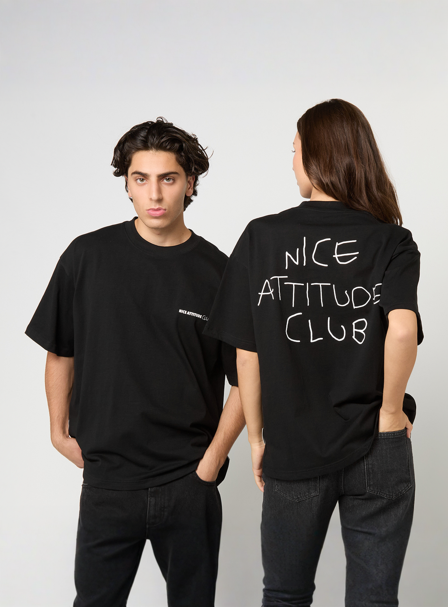 Another Cotton Lab, Nice Attitude Club Oversized T-Shirt, black, Image 1 of 5