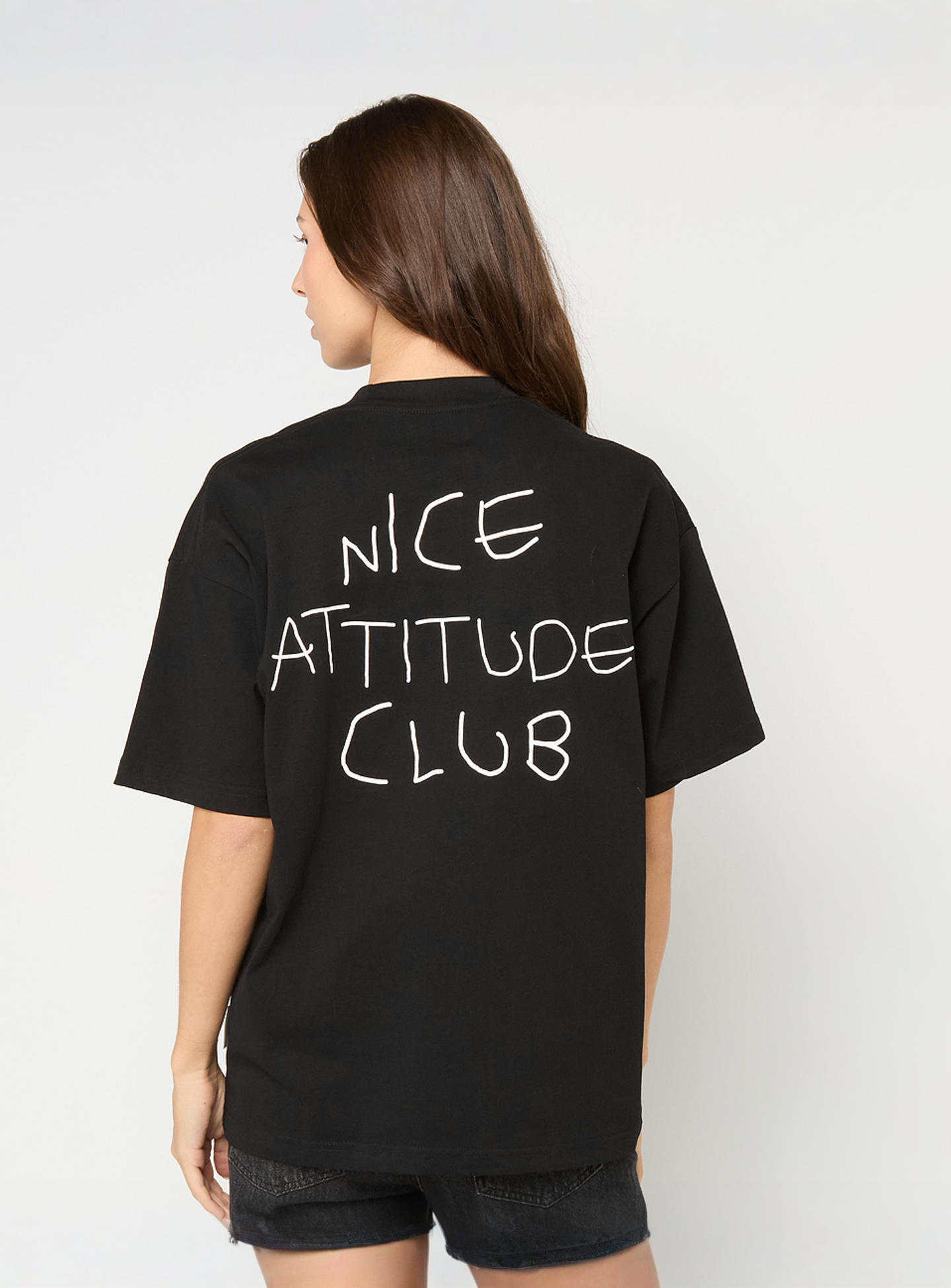 Another Cotton Lab, Nice Attitude Club Oversized T-Shirt, black, Image 2 of 5