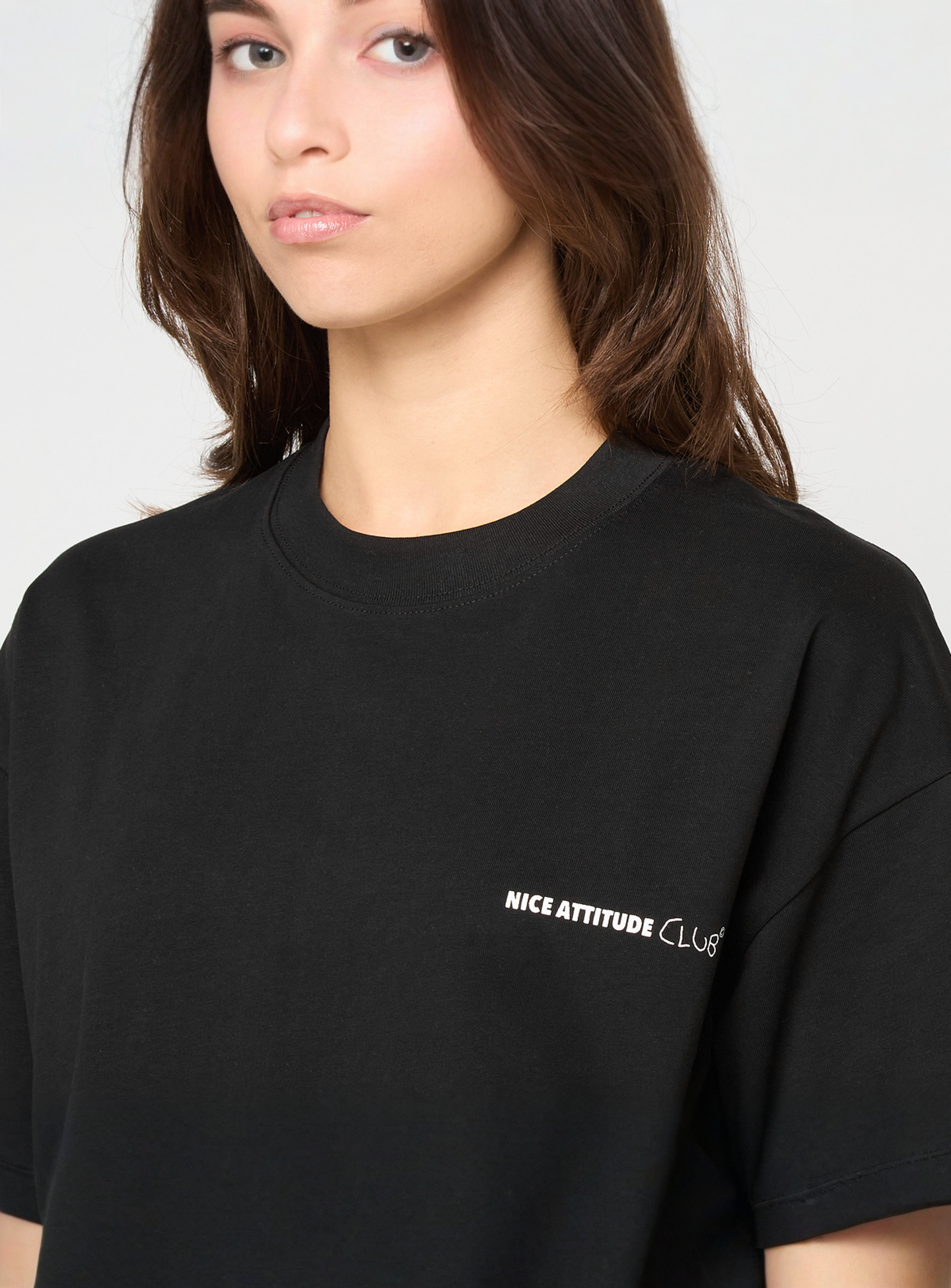 Another Cotton Lab, Nice Attitude Club Oversized T-Shirt, black, Image 3 of 5