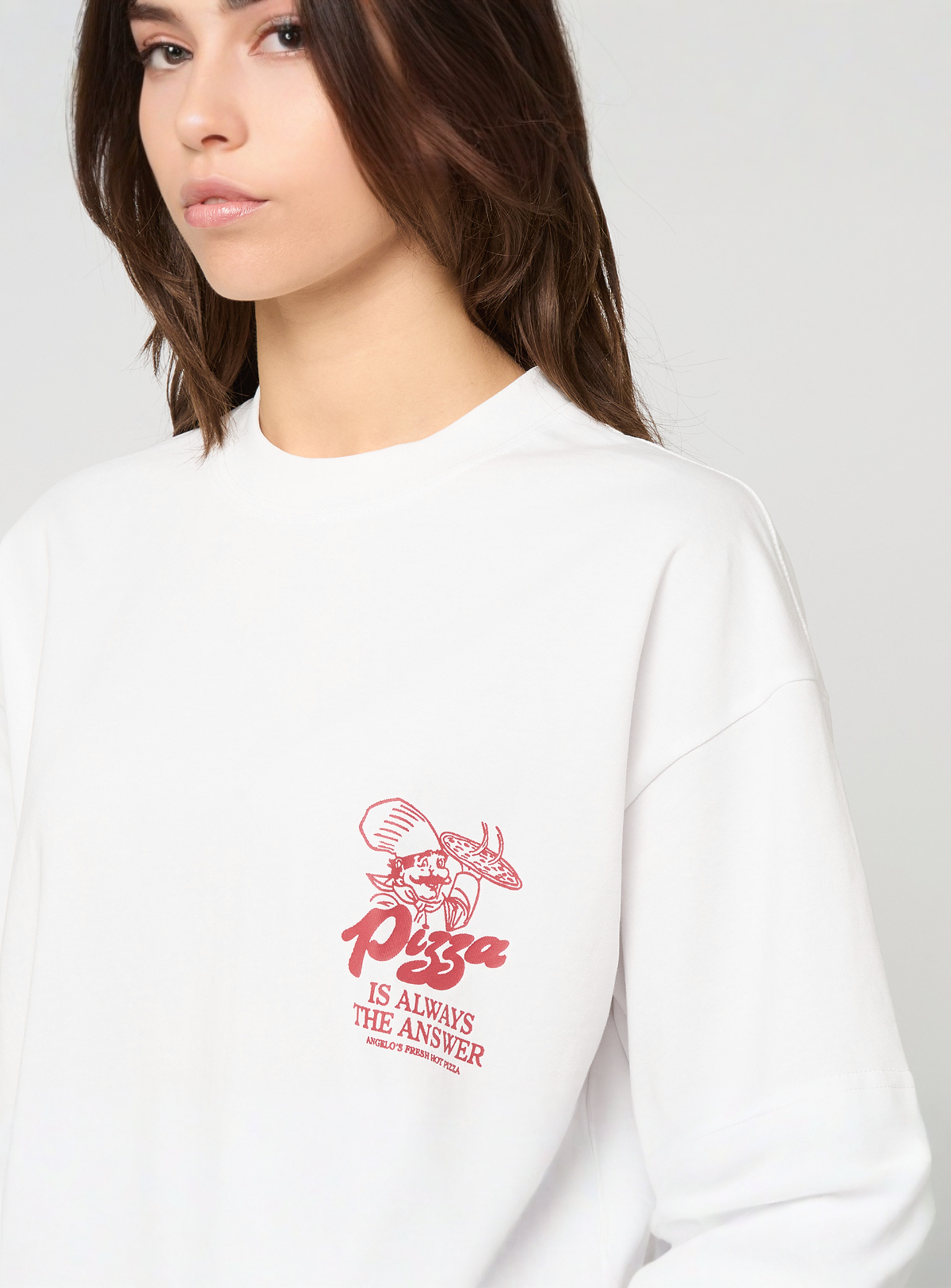 Another Cotton Lab, Pizza is always the Answer Oversized T-Shirt, white, Image 3 of 6