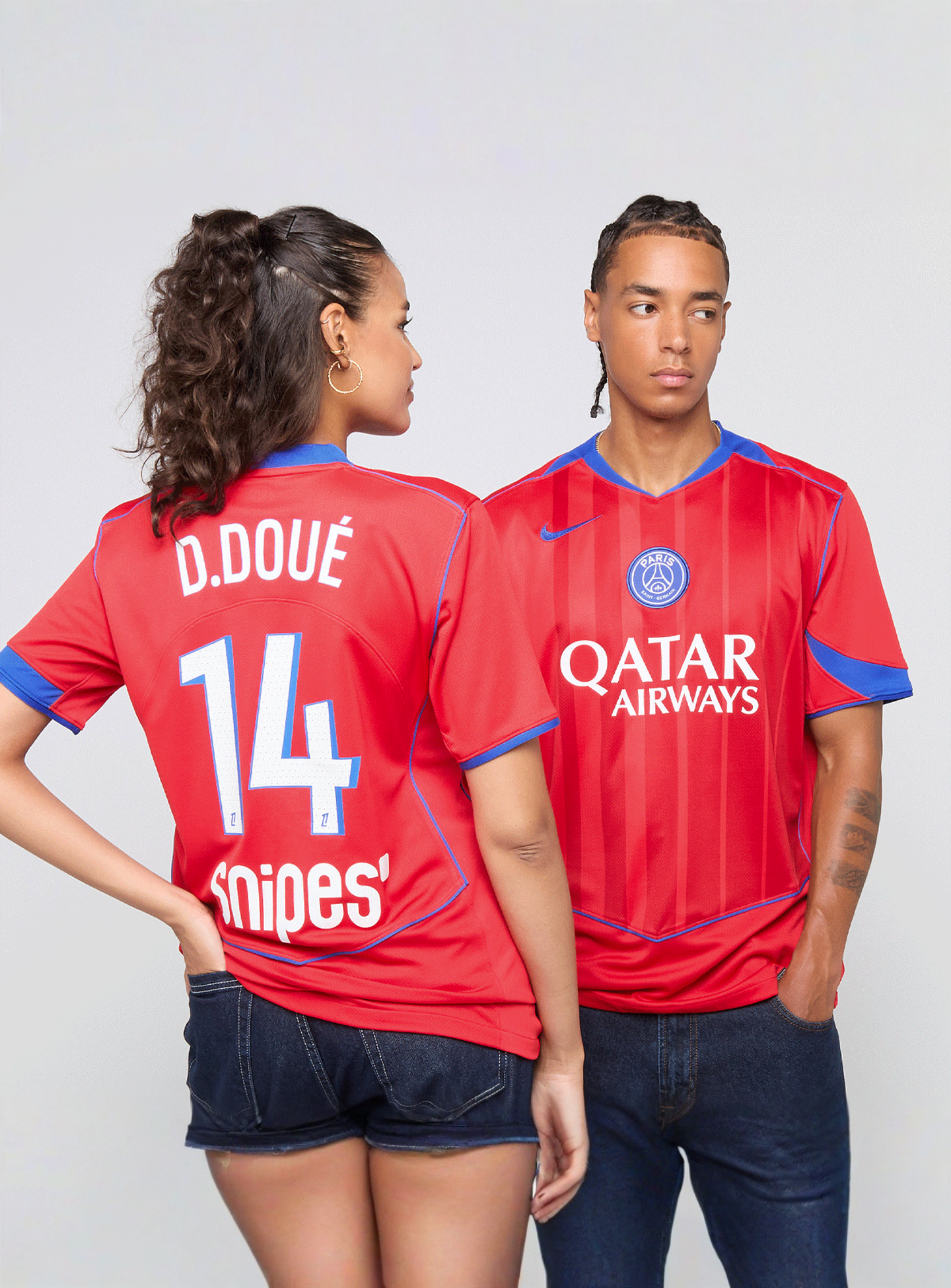 Nike, PSG Y NK DF JSY SS STAD 3R - D. Doué - 14, red, Image 1 of 7