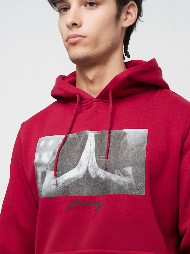 Mister Tee, Hooded-Sweatshirt Pray, red, Image 3 of 5