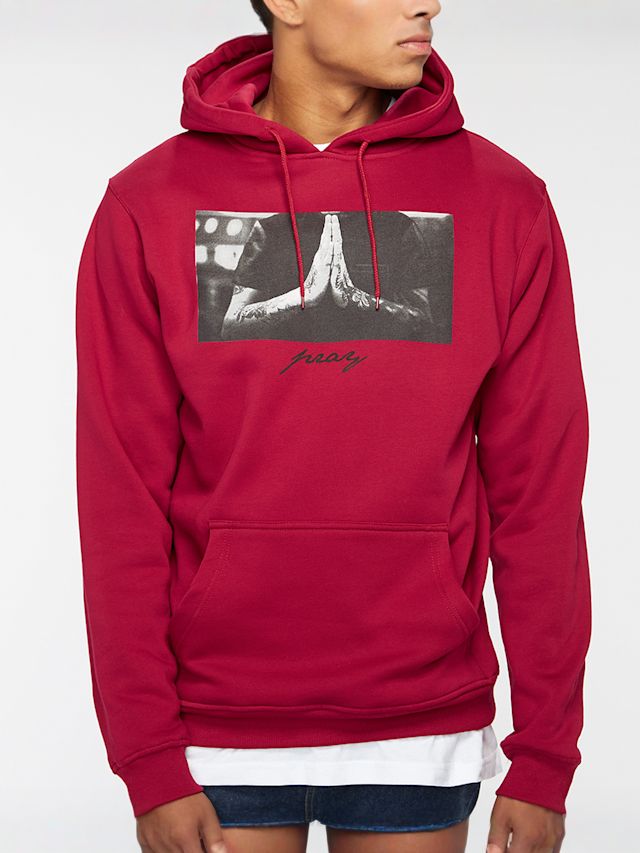 Mister Tee, Hooded-Sweatshirt Pray, red, Image 5 of 5