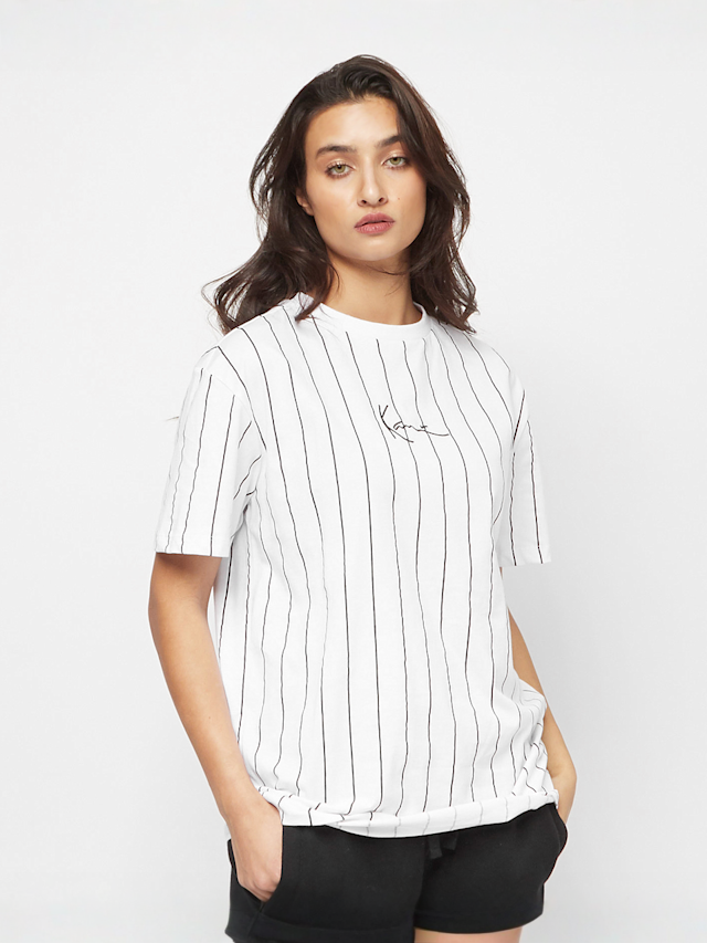Karl Kani, Small Signature Essential Pinstripe Oversized Tee, white, Image 1 of 4