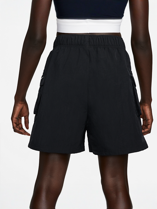 Nike, Sportswear Essential Women's Woven High-Rise Shorts, black, Image 3 of 5