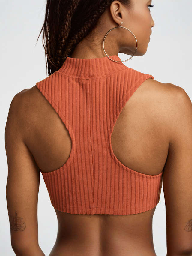 Nike, Sportswear Chill Knit Rib Crop Tank, orange, Image 4 of 5