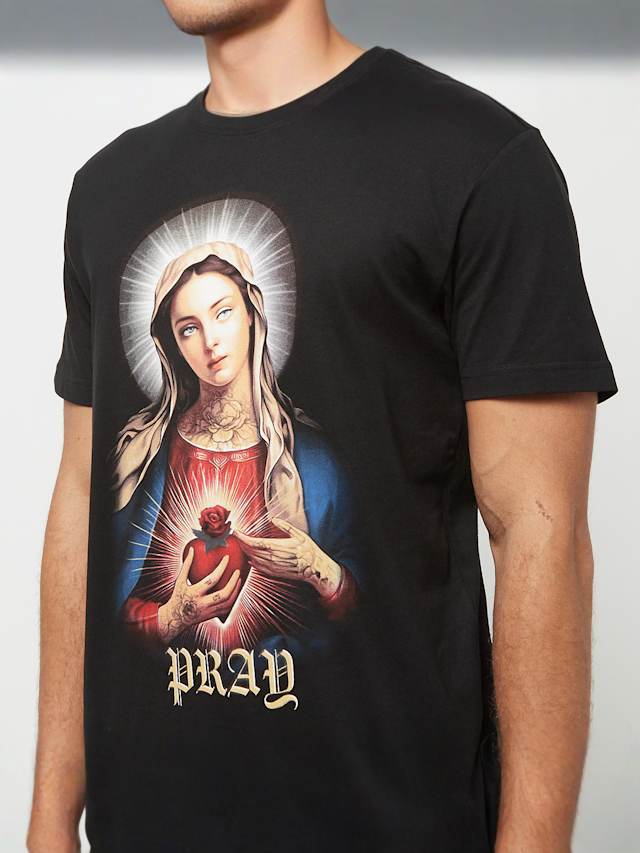 Mister Tee, Praying Mary Tee, black, Image 3 of 4