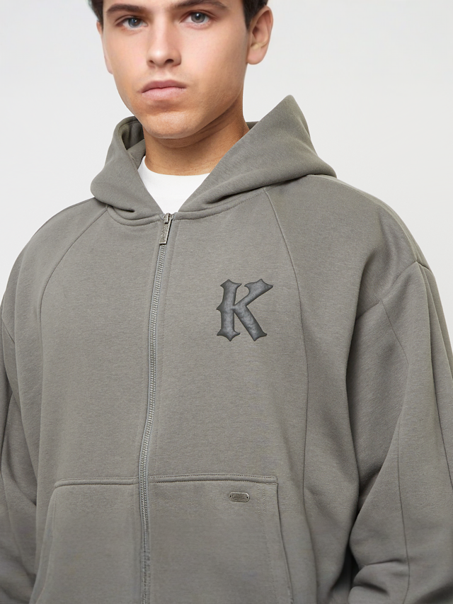 Karl Kani, Boxy Full Zip Hoodie, grey, Image 3 of 4