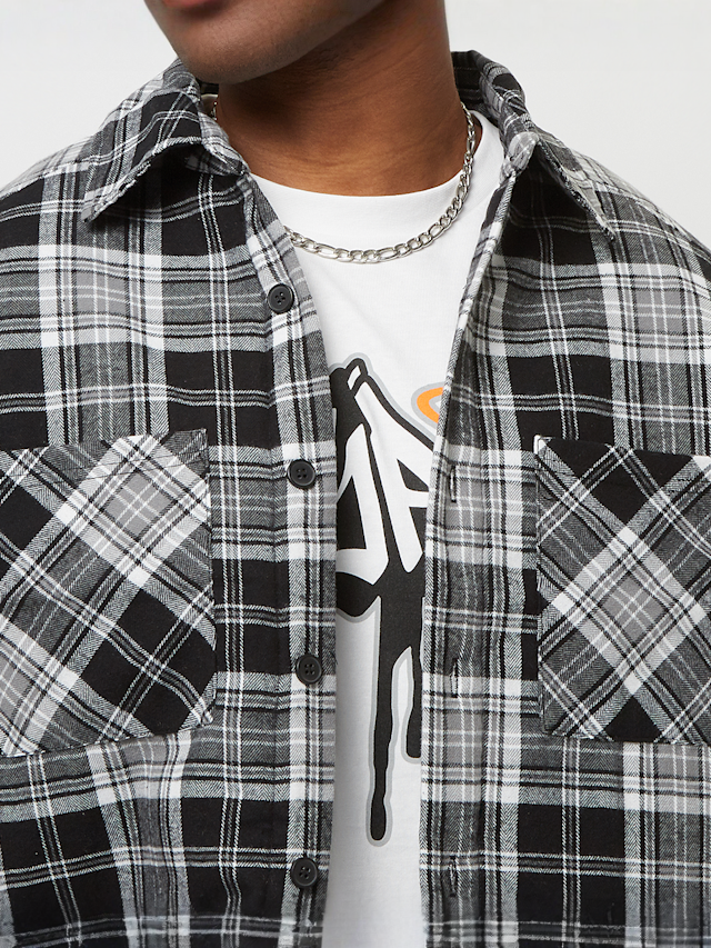 Urban Classics, Padded Checked Shirt Jacket, black, Image 3 of 5