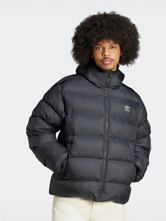 adidas Originals, Tonal Hooded Puffer Jacket, black, Image 1 of 5