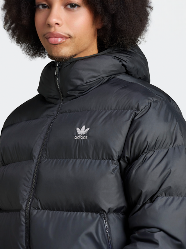 adidas Originals, Tonal Hooded Puffer Jacket, black, Image 3 of 5